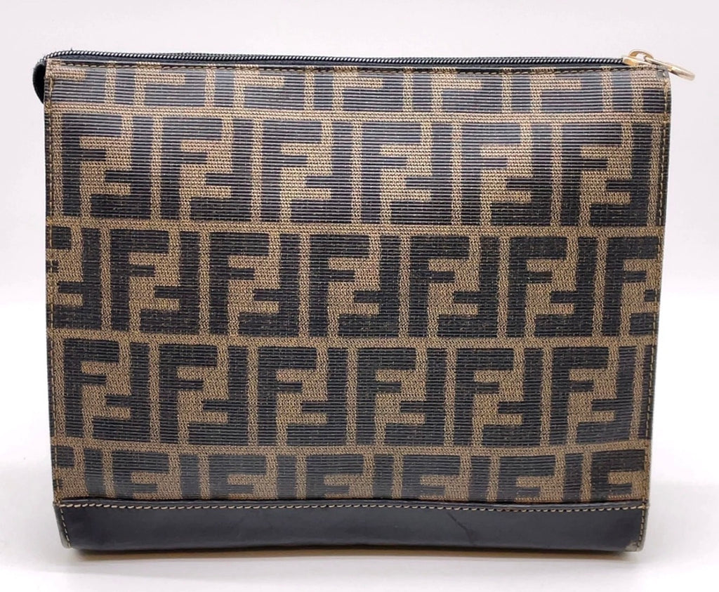 Fendi Zucca Monogram Leather Clutch