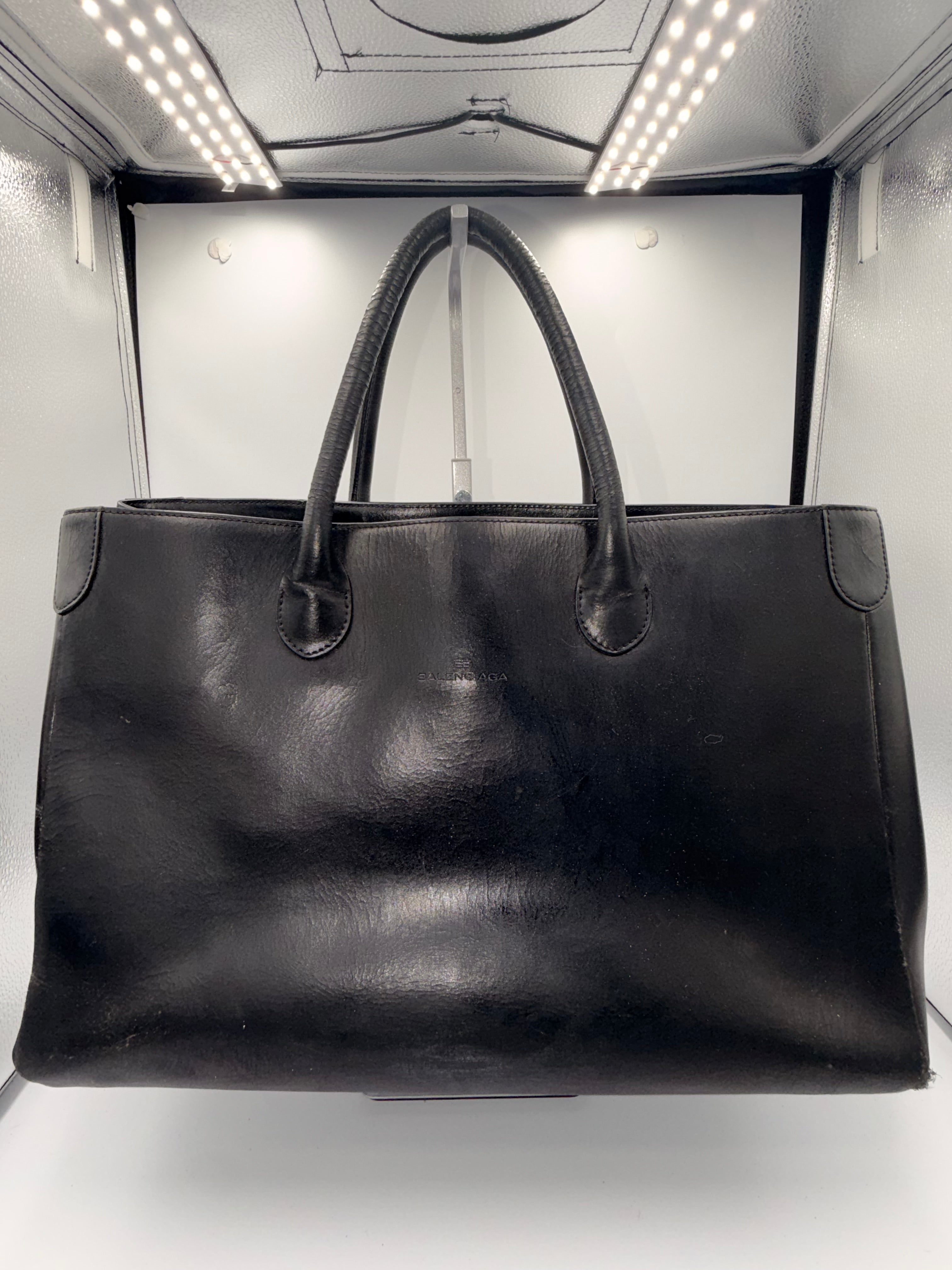 Balenciaga Black Leather Tote Bag