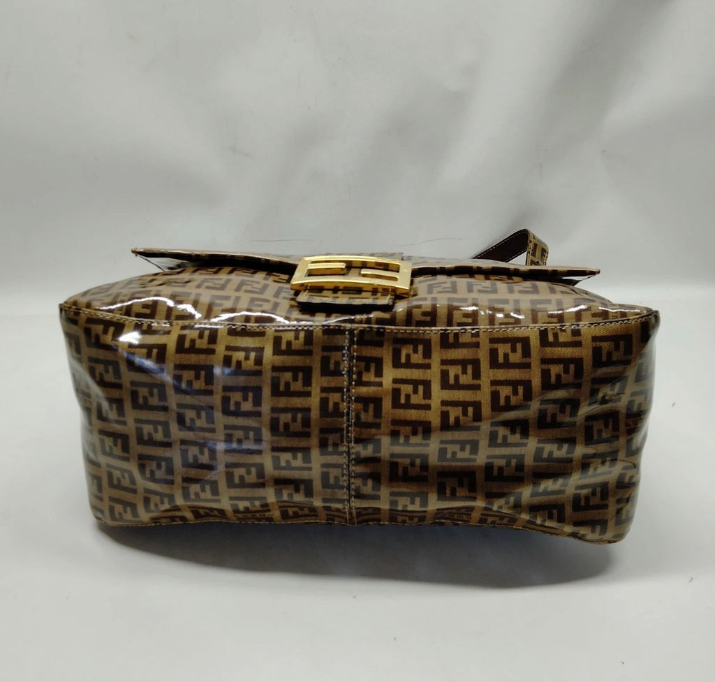 Fendi Zucca FF Patent MaMa Baguette – Brown