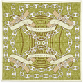Celine Silk Scarf – Olive Green Chain & Macadam Print