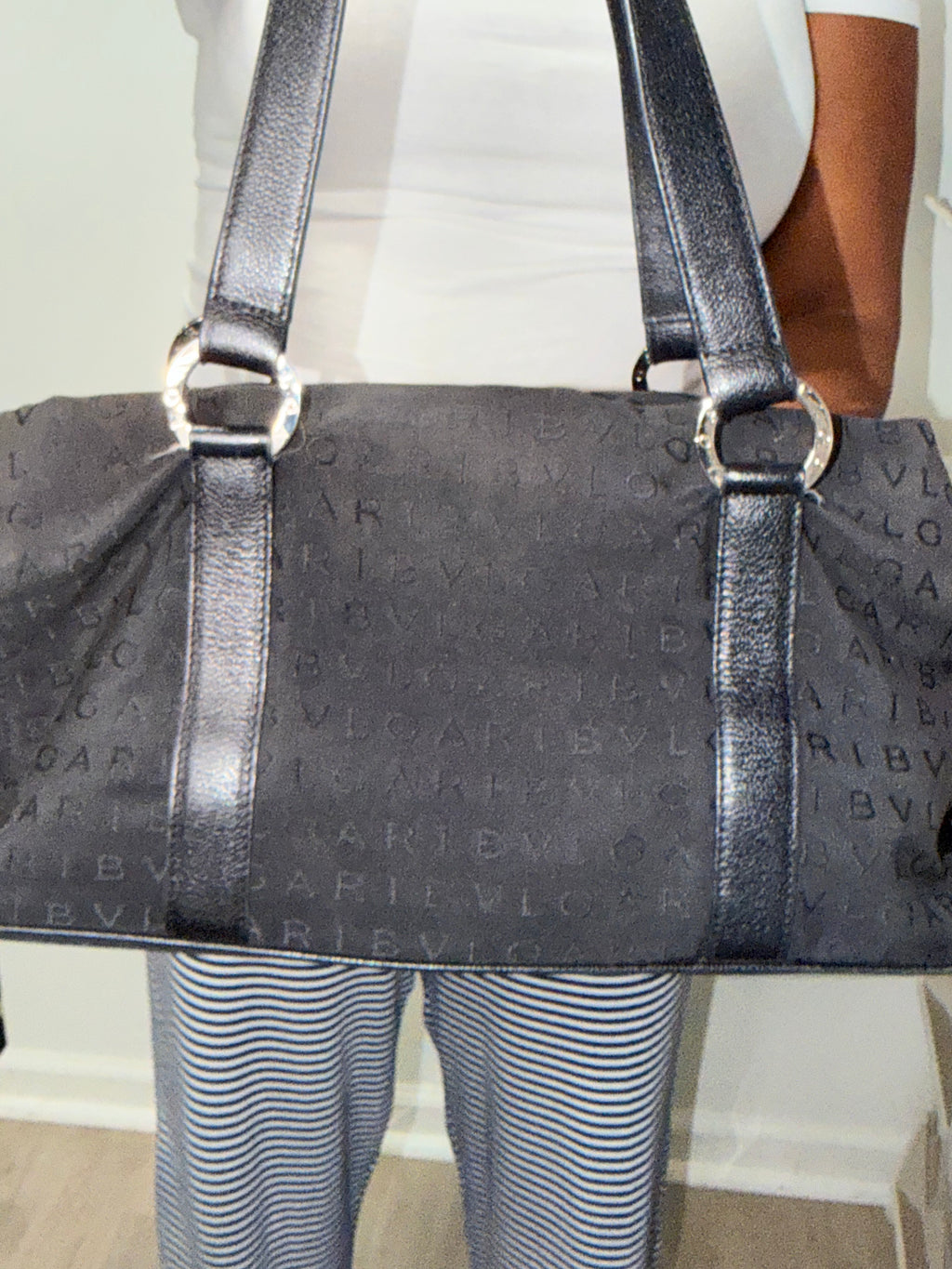 Bvlgari Logo Jacquard Boston Shoulder Bag