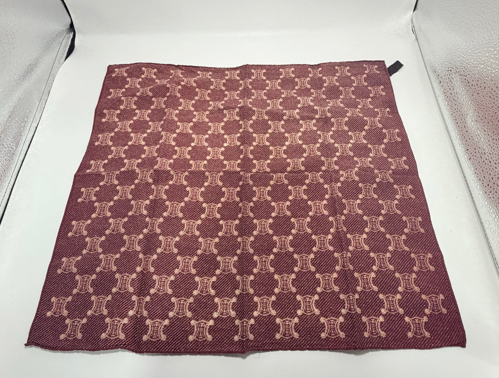 Celine Triomphe Monogram Scarf – Burgundy with Blush Logo Pattern