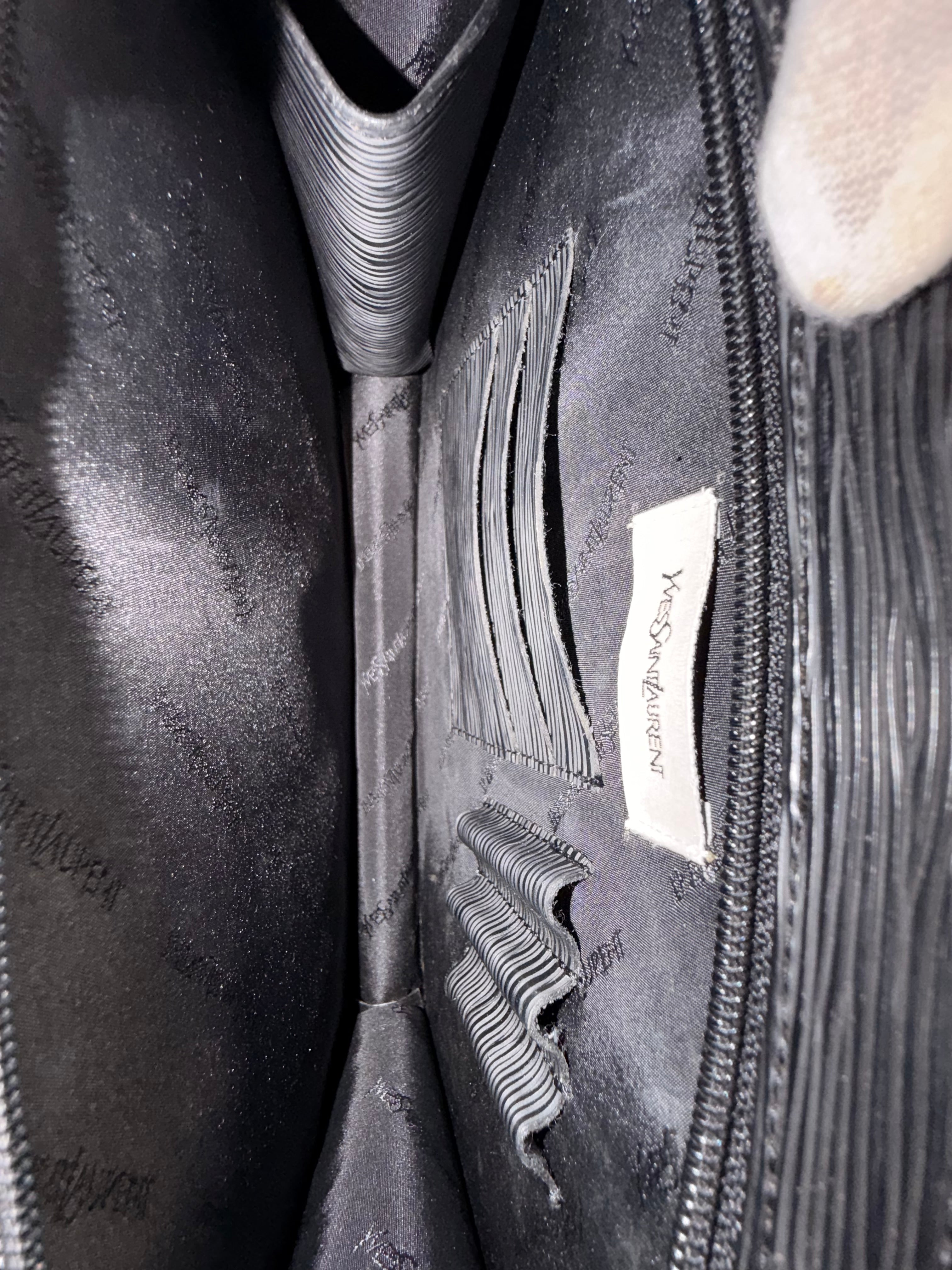 YSL Saint Laurent Black Epi Leather Clutch / Portfolio
