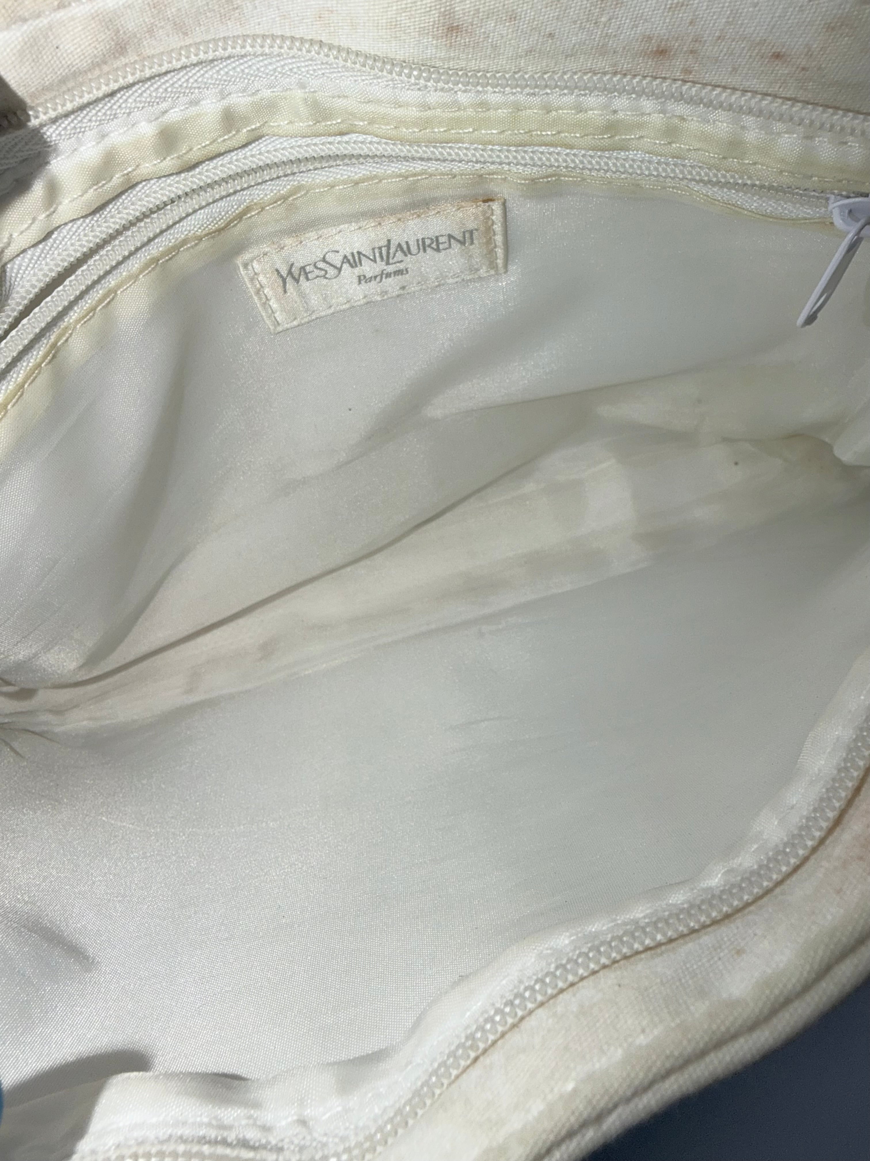Yves Saint Laurent (YSL) Canvas Stripe Cosmetic / Travel Pouch