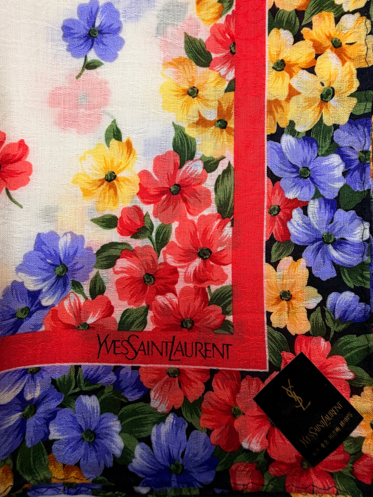 Yves Saint Laurent Floral Scarf – With Tags (Red)