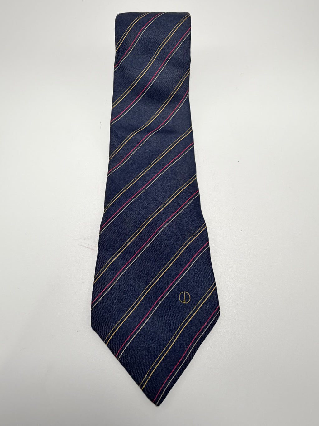 Dunhill London Silk Tie – Navy Stripe with Signature Logo