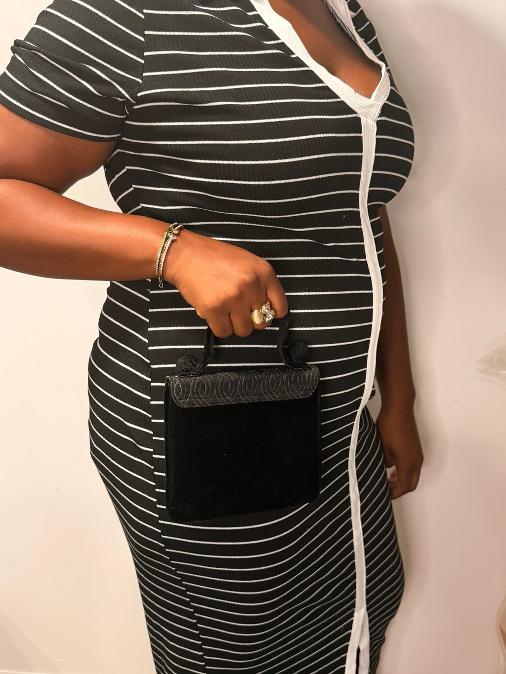 Fendi Black Mini Top Handle Evening Bag
