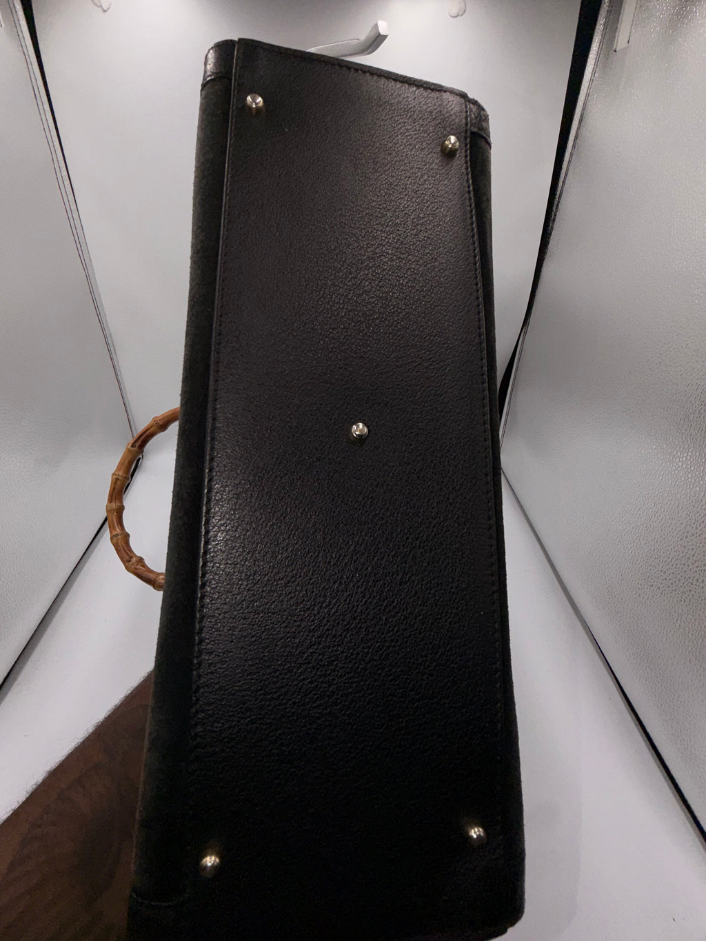 Gucci Bamboo Handle Suede Tote