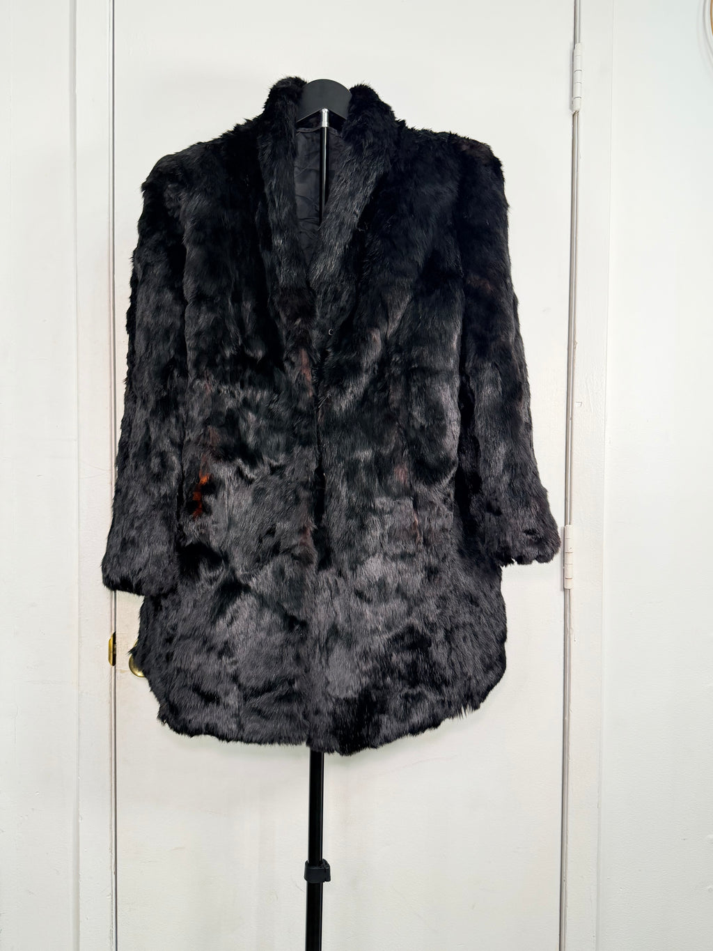 Vintage Rabbit Fur Coat – Jet Black (1X / 2X)