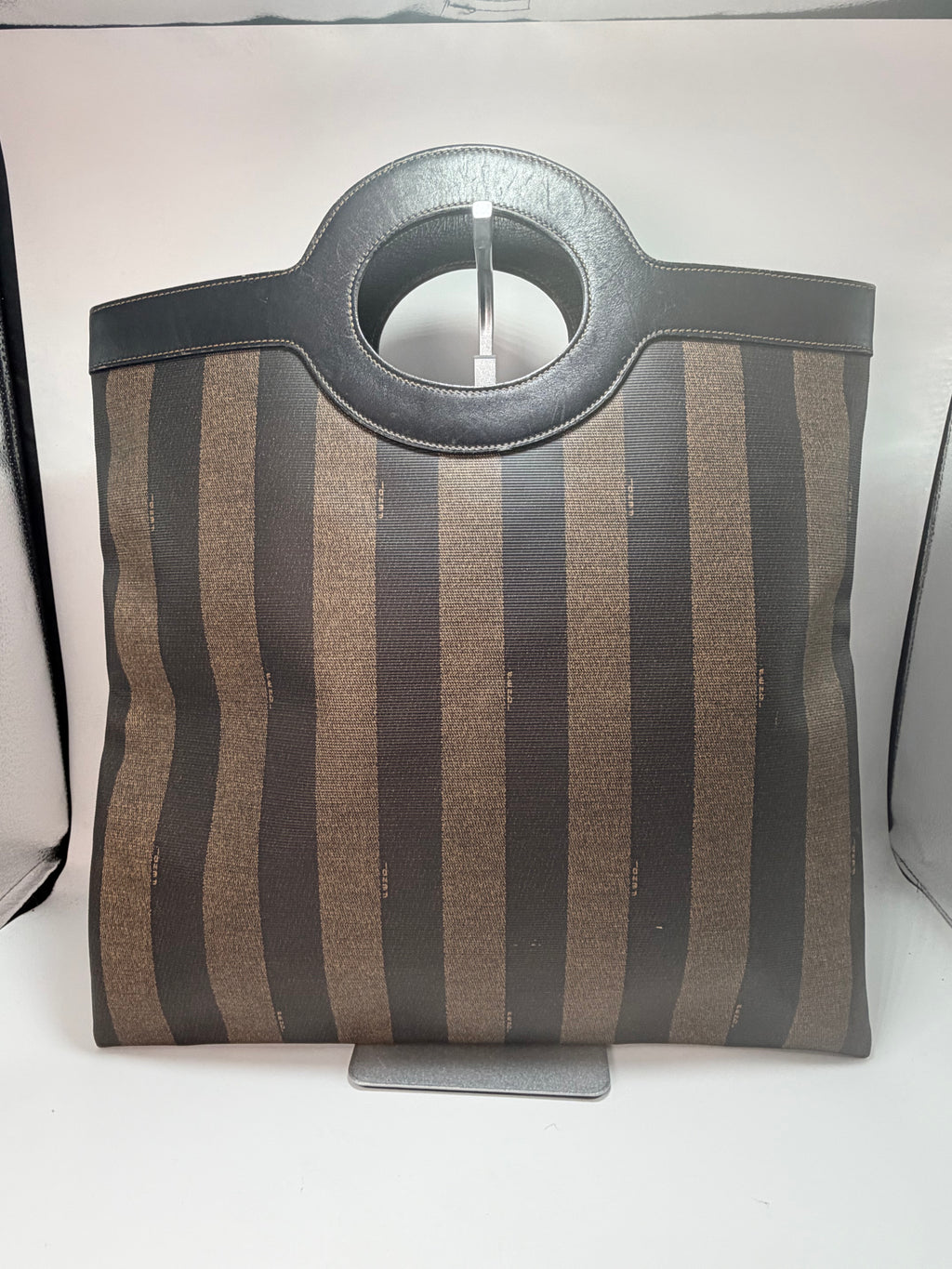 Fendi Pequin Stripe Ring Handle Tote