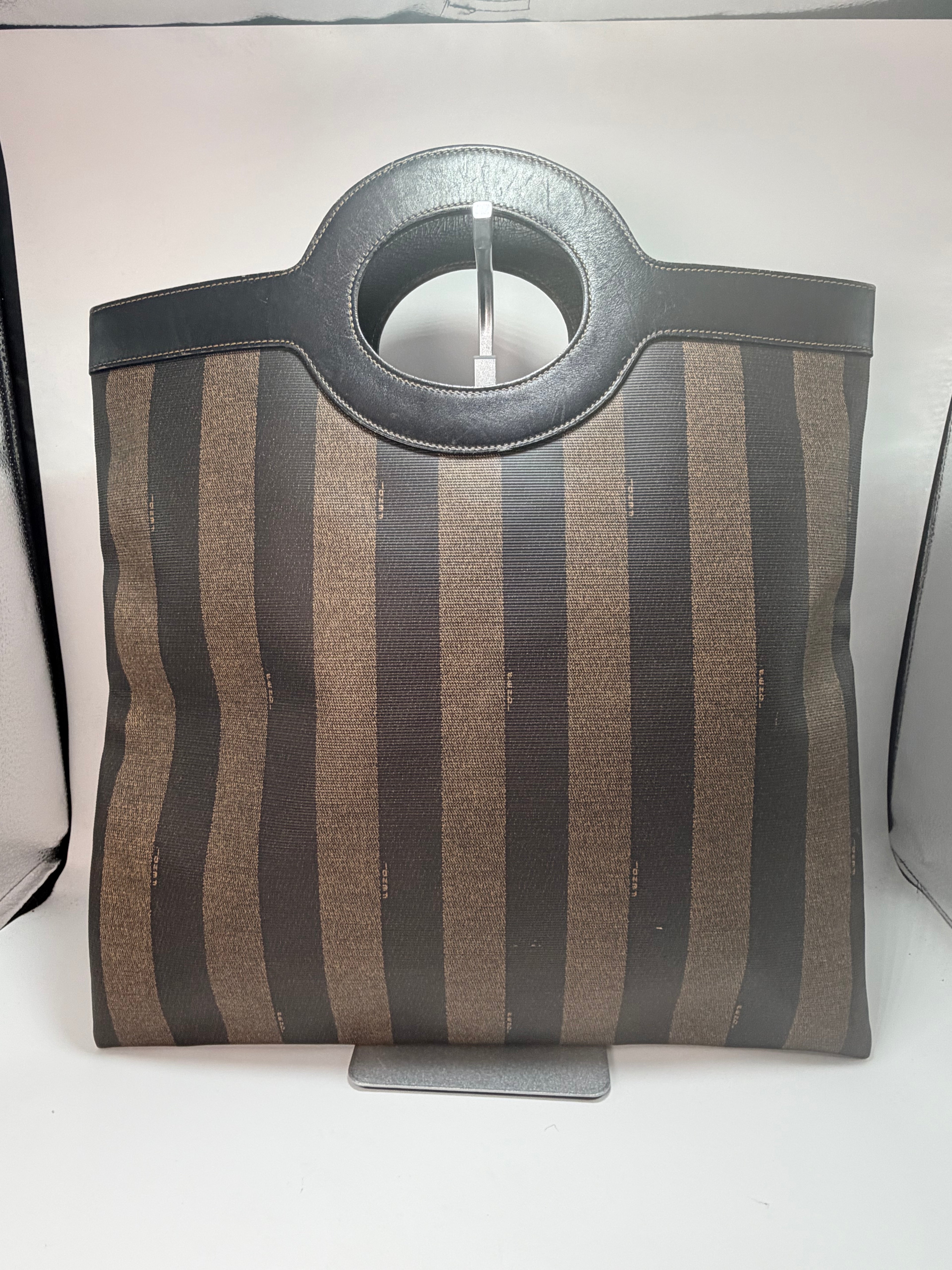 Fendi Pequin Stripe Ring Handle Tote