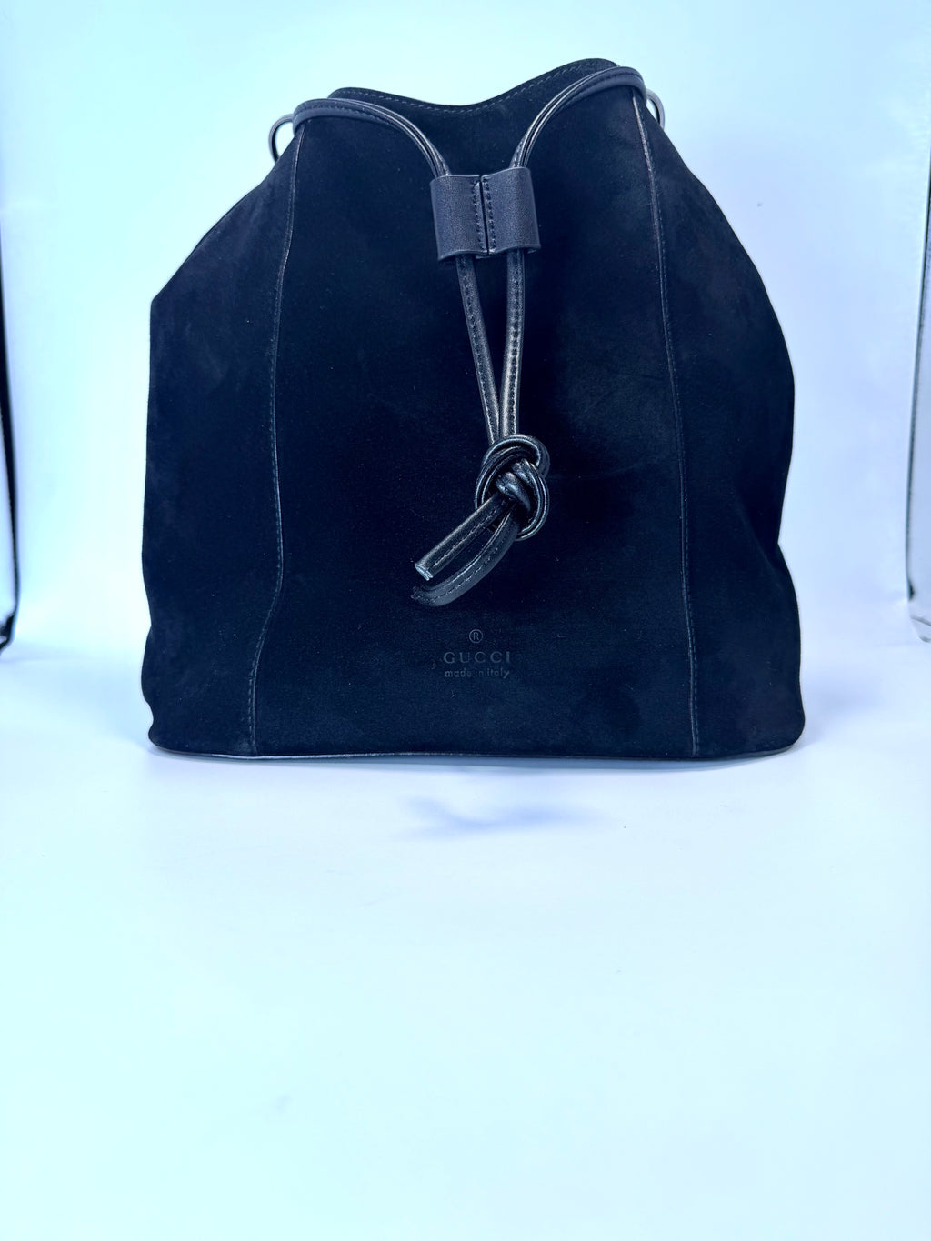 Vintage Gucci Suede Drawstring Bucket Bag