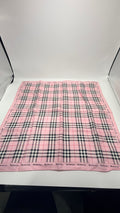 Burberrys Nova Check Scarf – Pink Plaid with Logo Border
