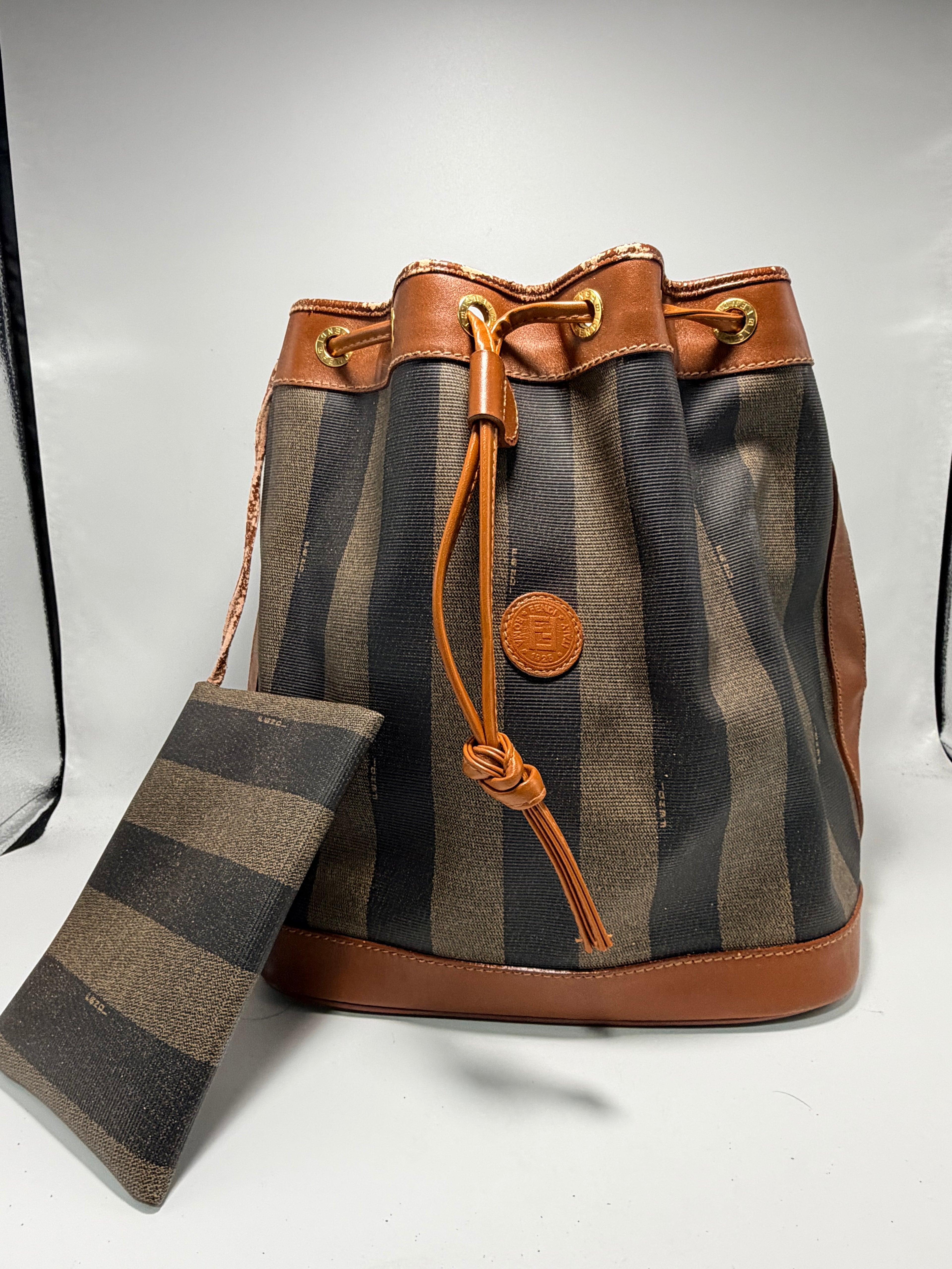Fendi Vintage Pequin Stripe Bucket Bag