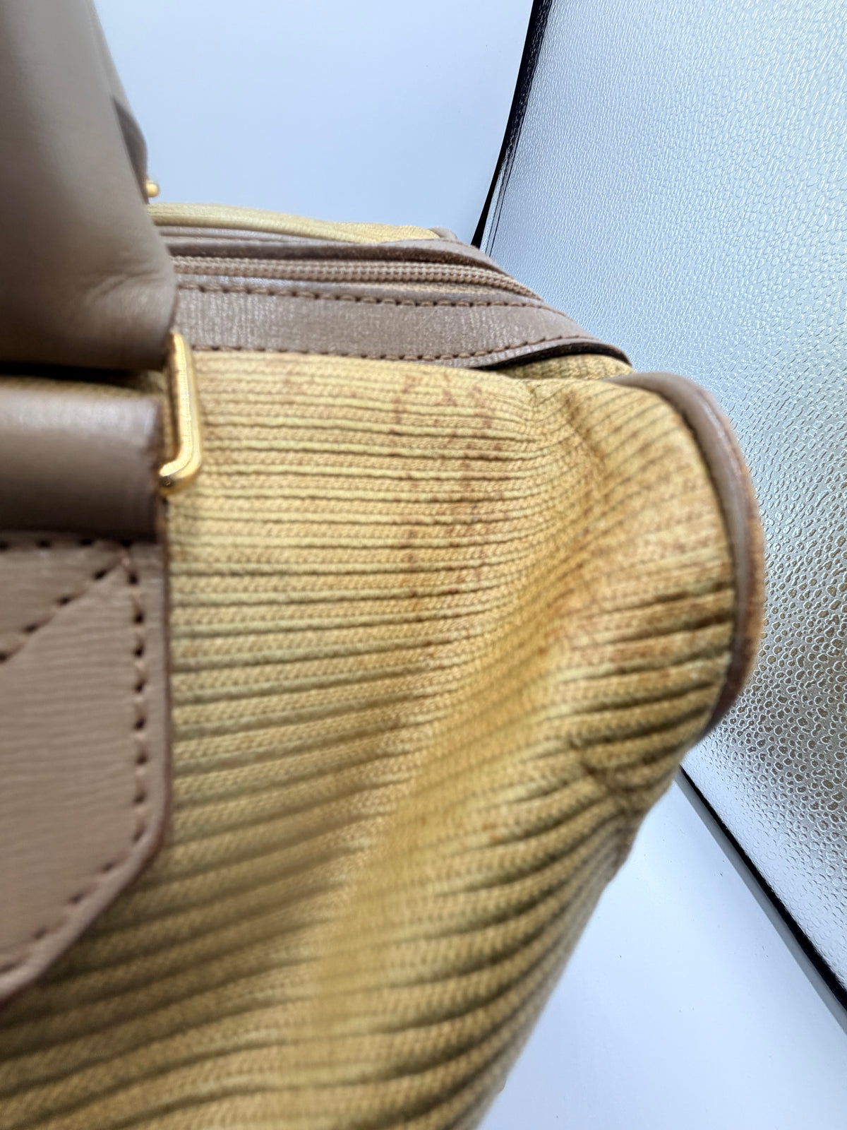 Yves Saint Laurent YSL Beige Canvas Boston Bag