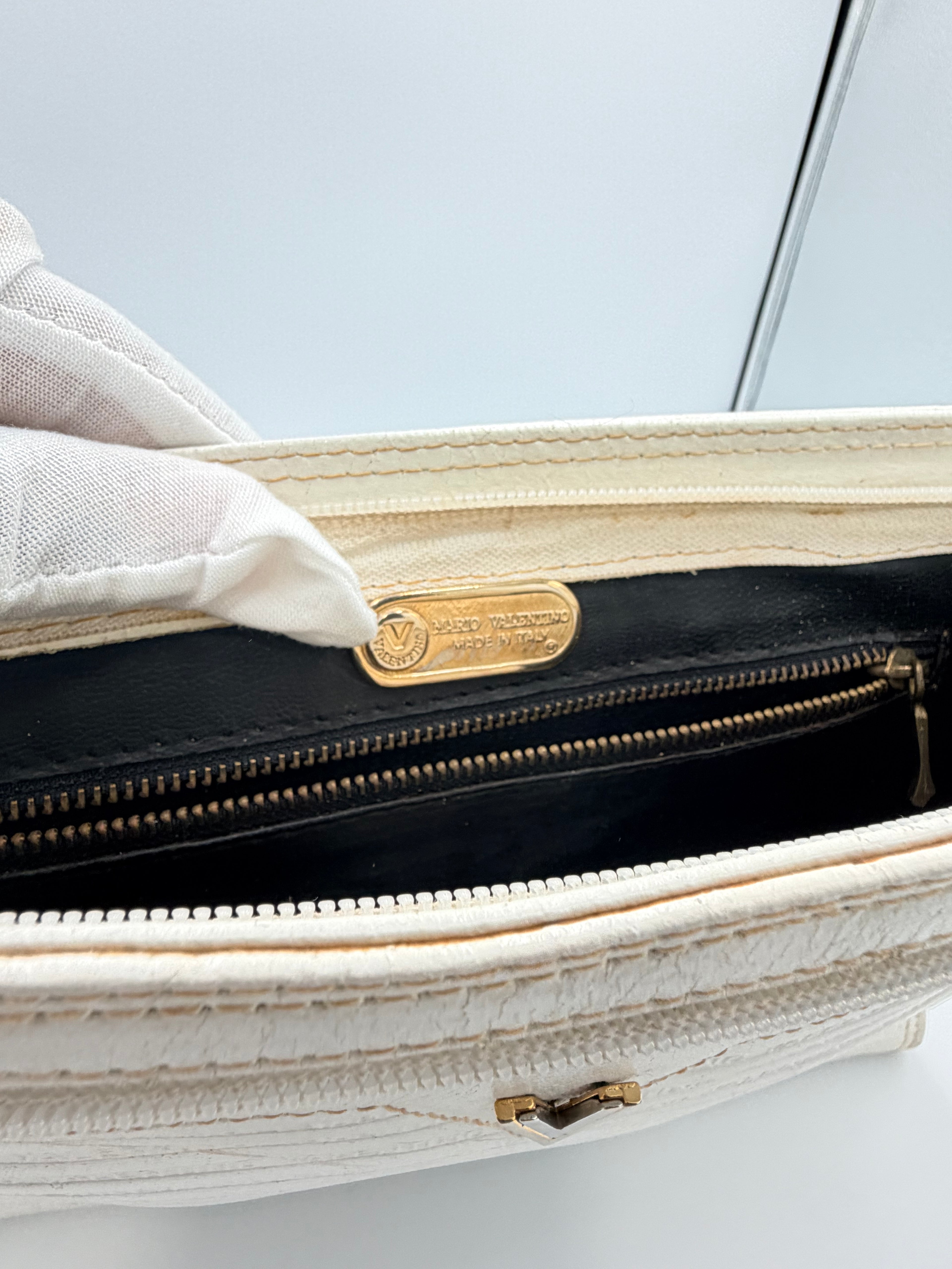 Valentino White Logo Clutch