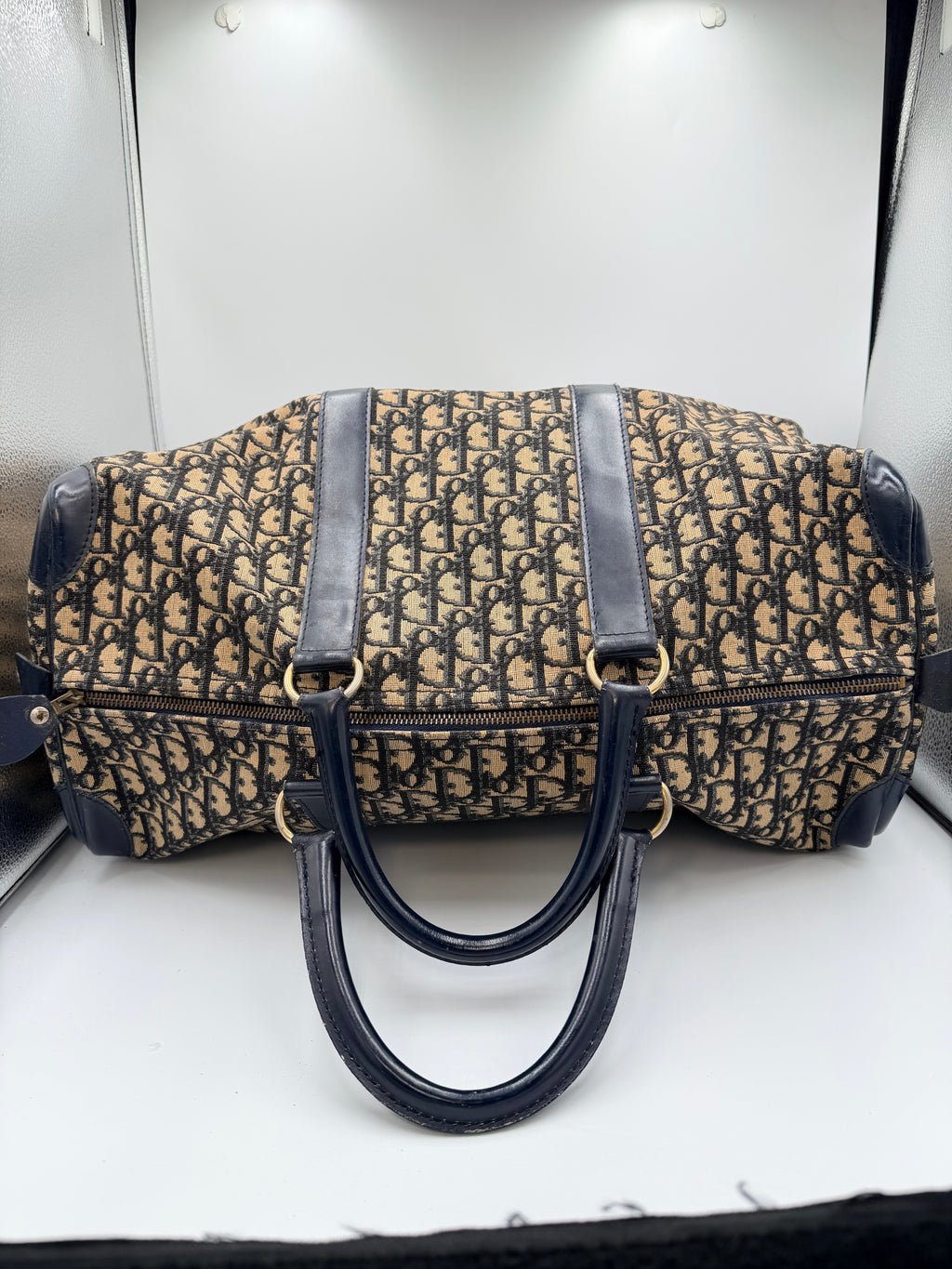 Christian Dior Trotter Monogram Boston Travel Bag – Navy