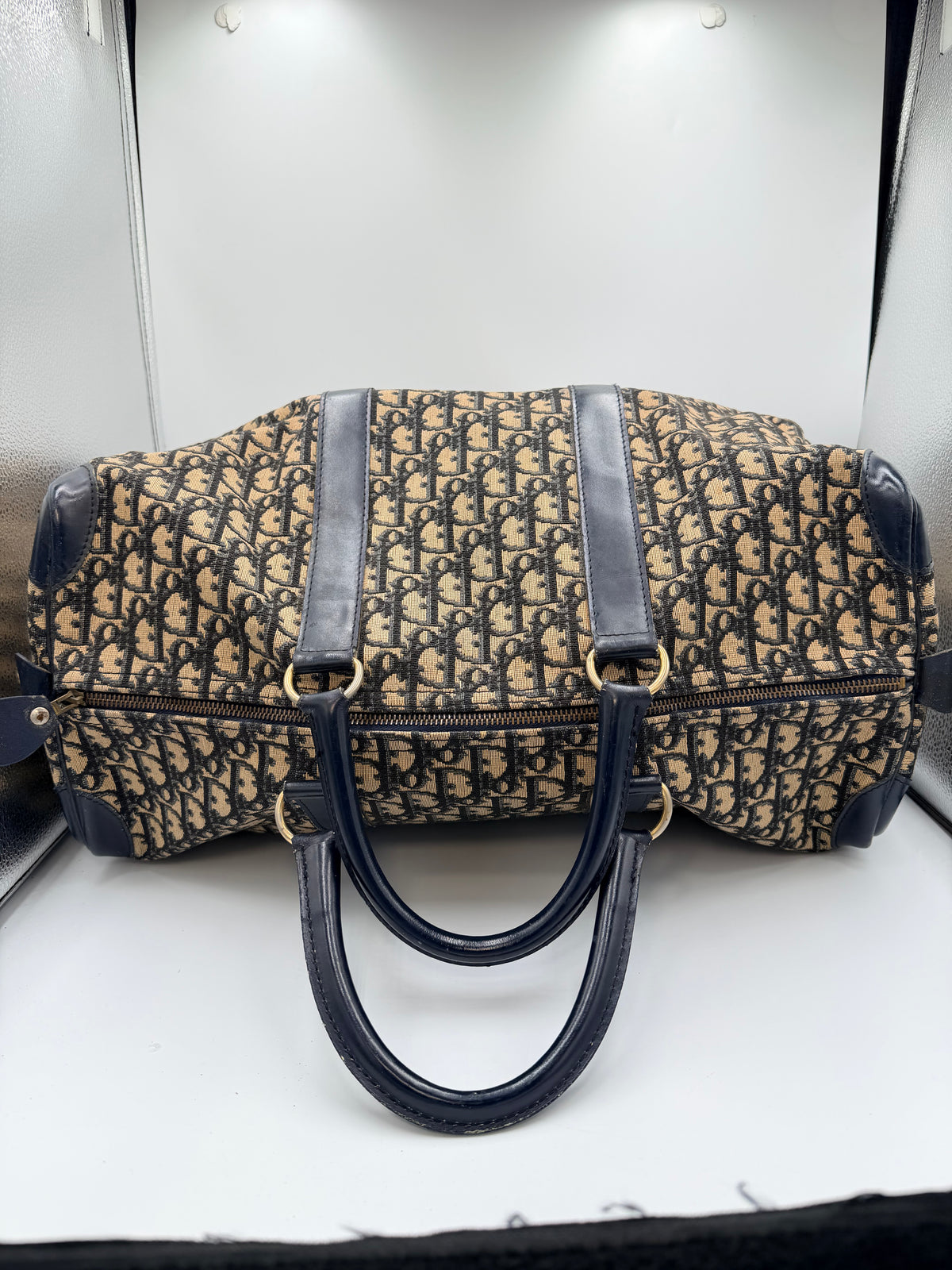 Christian Dior Trotter Monogram Boston Travel Bag – Navy