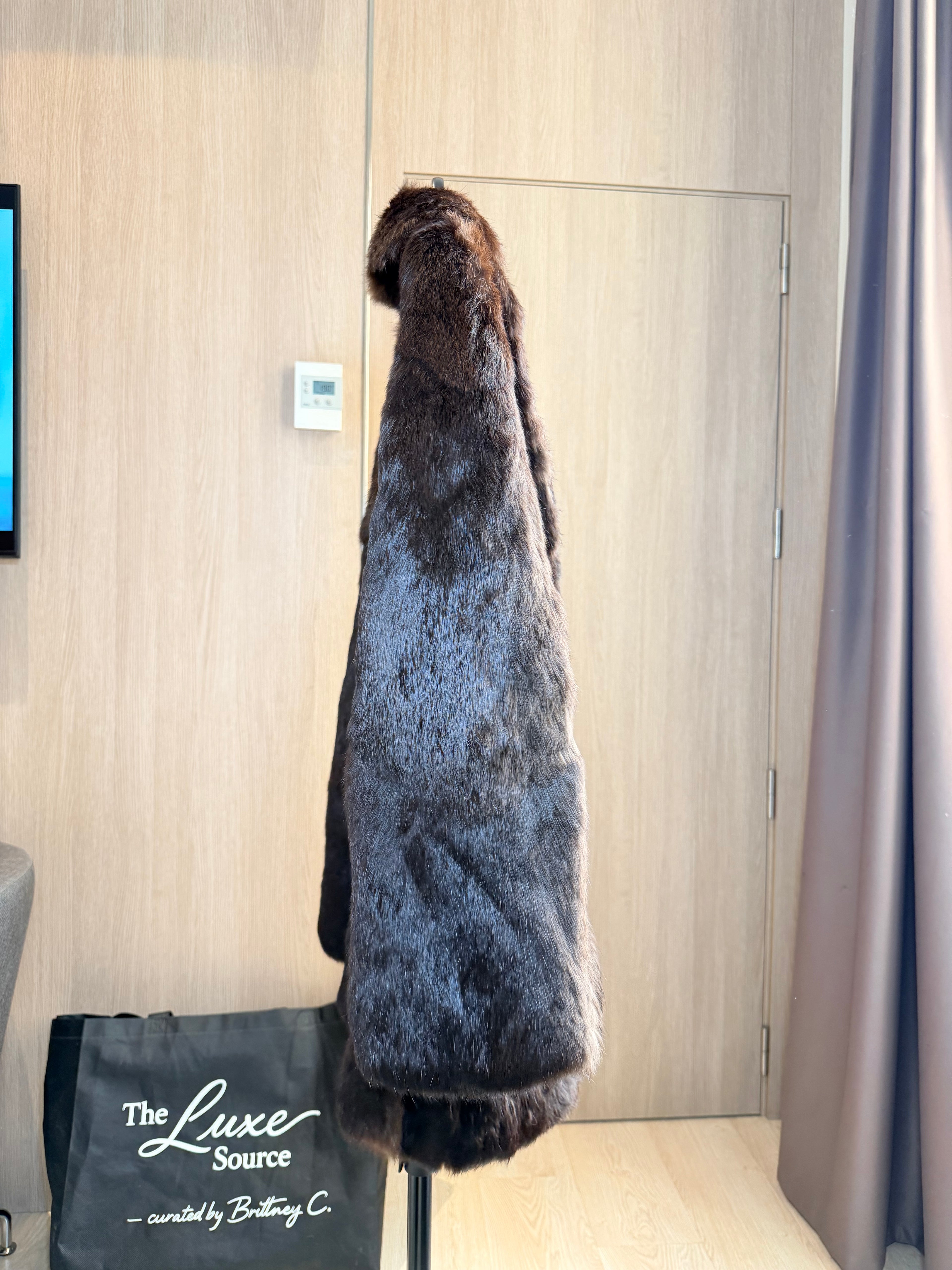 Vintage Dark Brown Rabbit Fur Coat - L- 010