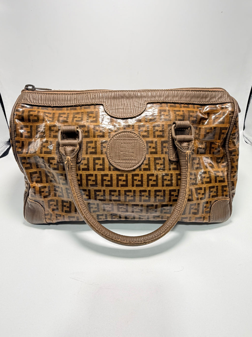 Fendi Vintage Zucca Coated Canvas Boston Bag (Small)