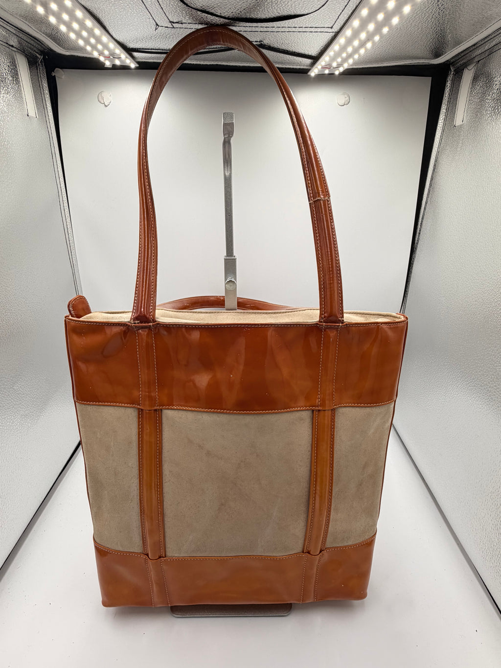 Gucci Patent Leather & Suede Tote