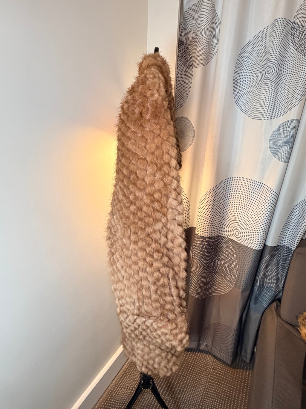 Vintage Real Knitted Mink Fur Swing Coat – Warm Camel Brown (XL–0X)