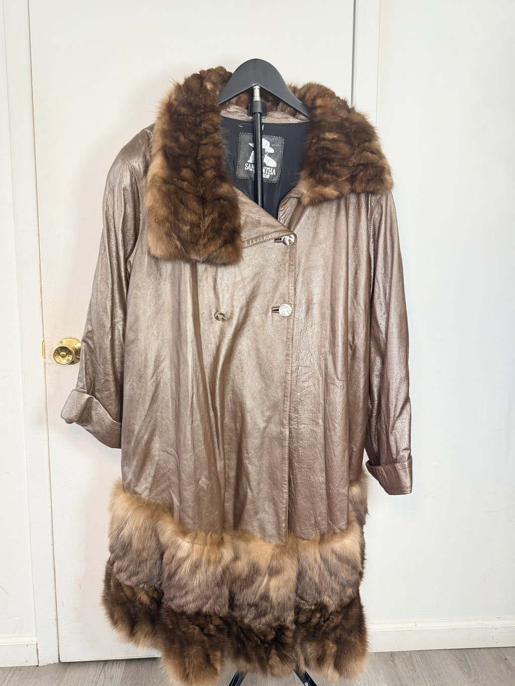 Vintage Leather & Mink Trim Coat – XL / 1X 021