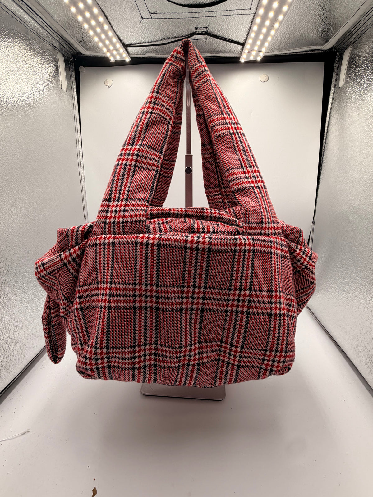 See by Chloé Red Plaid Fabric Handbag