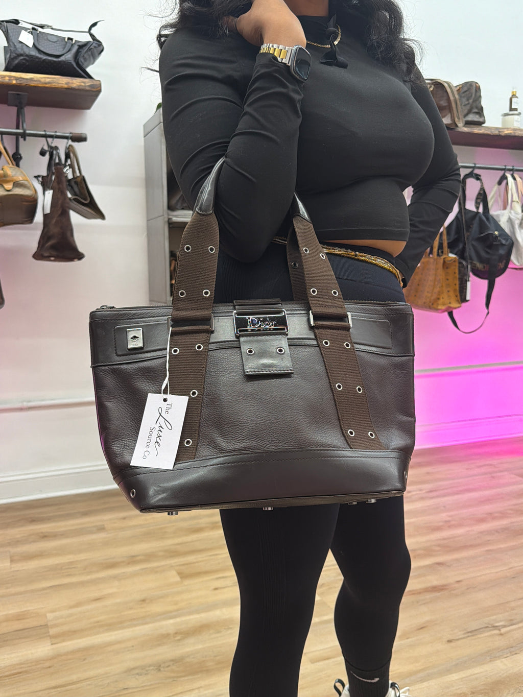 Christian Dior Leather Tote Bag – Brown