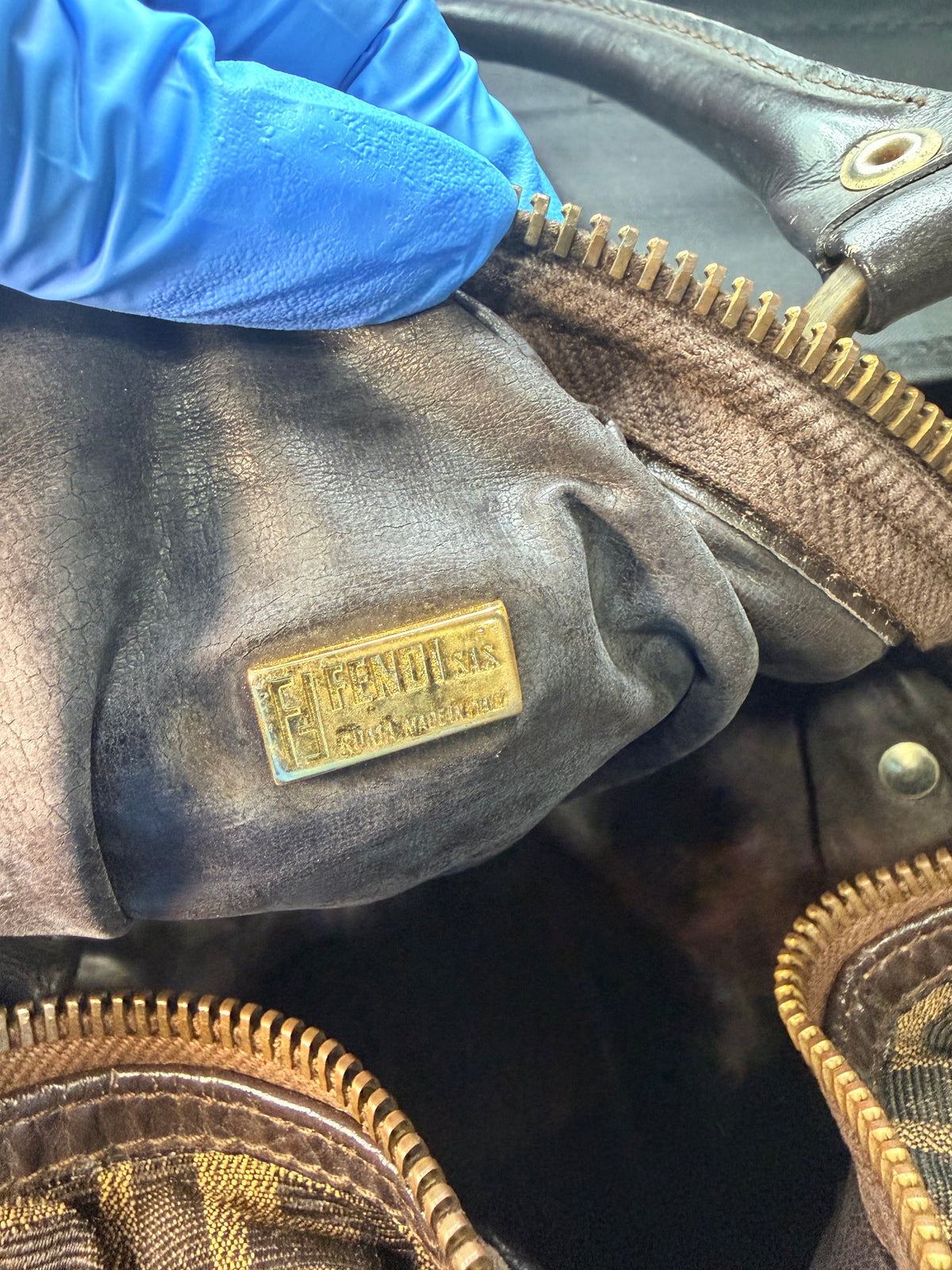 Fendi Vintage Zucca FF Boston Bag