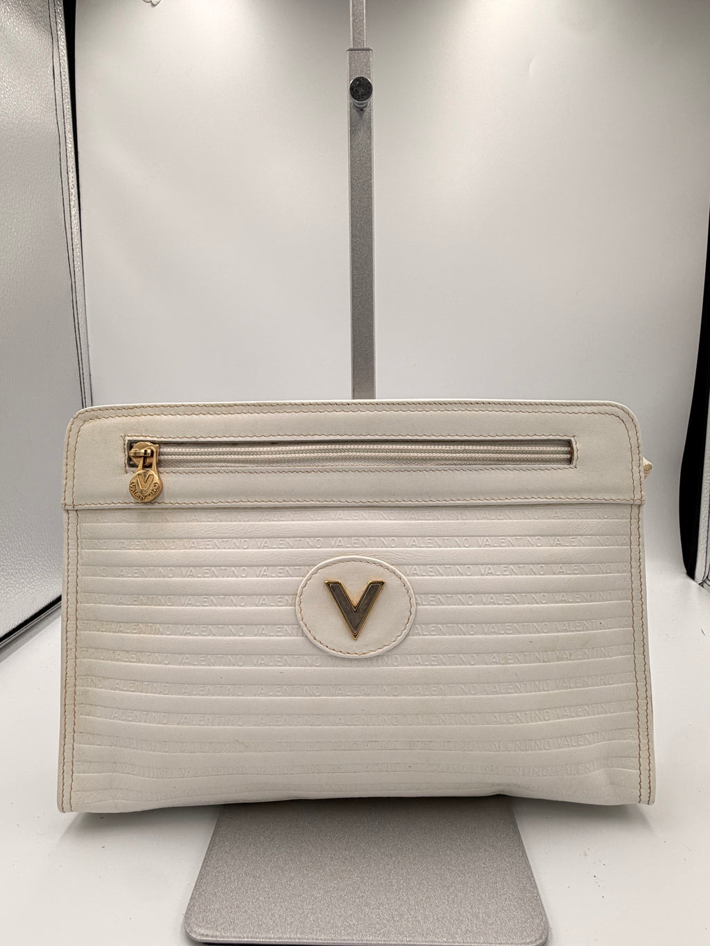 Valentino White Logo Clutch