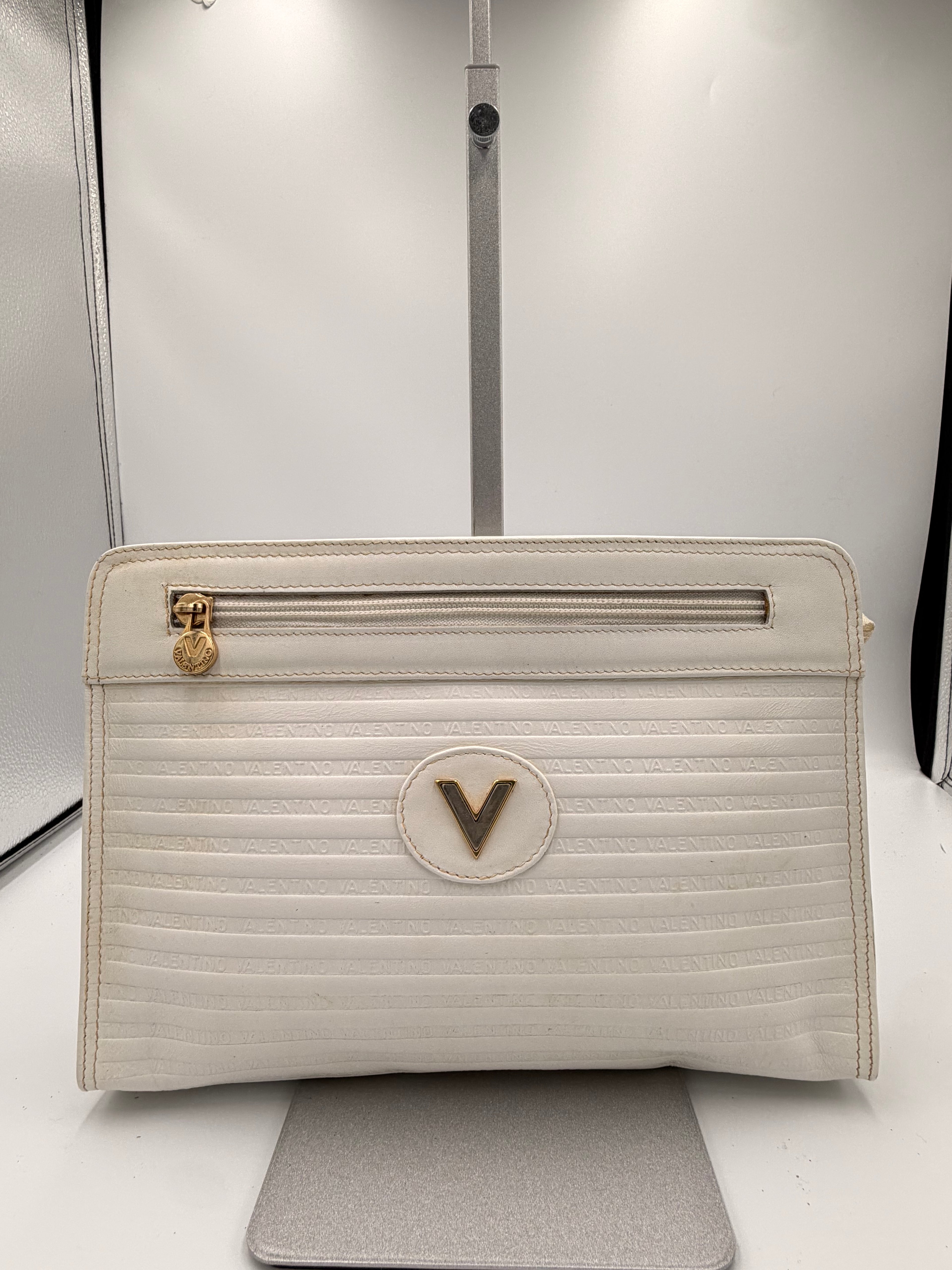 Valentino White Logo Clutch