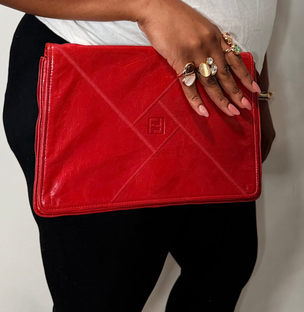 Fendi Oversized Clutch in Red