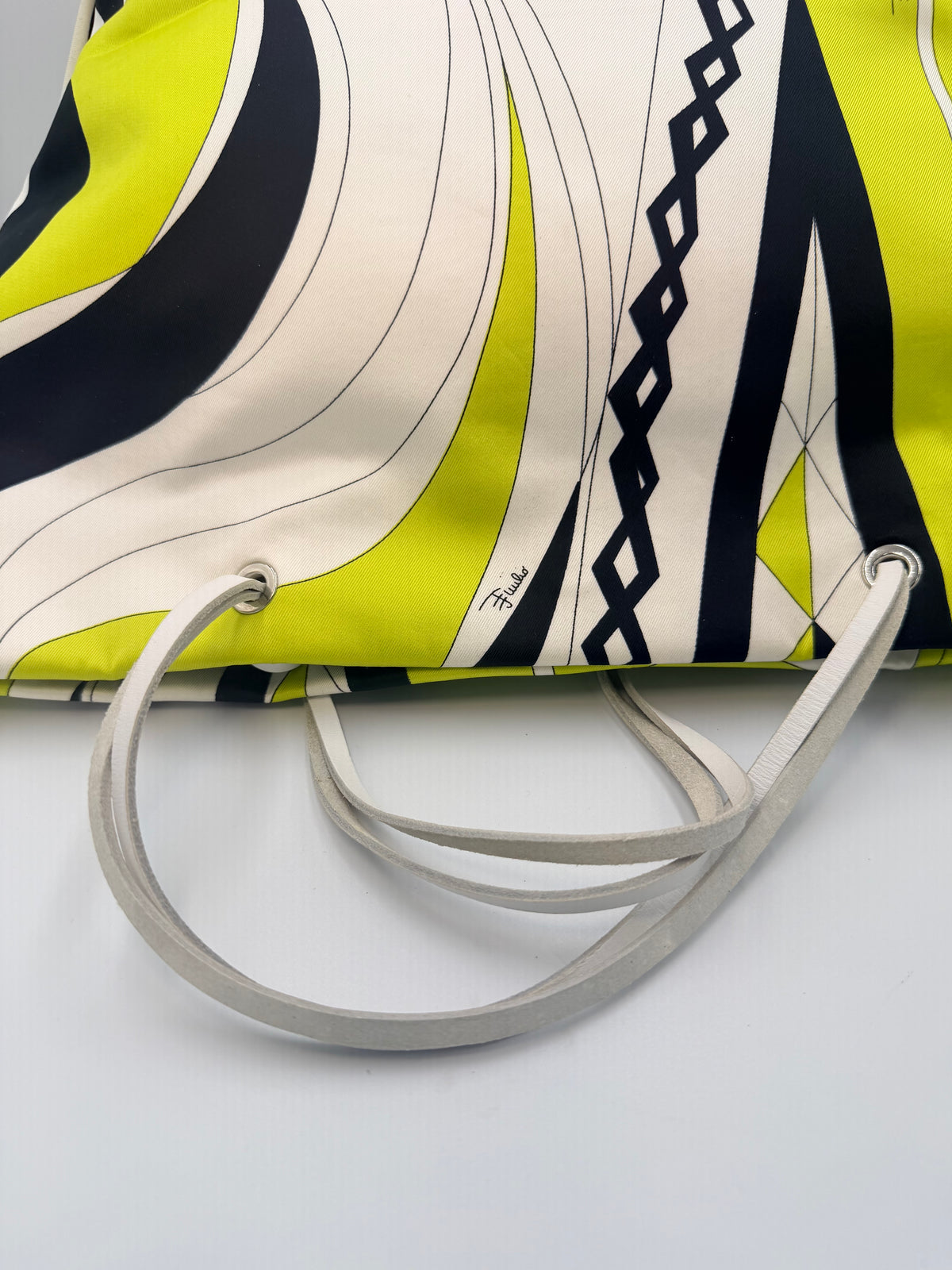 Emilio Pucci Signature Print Large Tote – Lime Green / Black / White