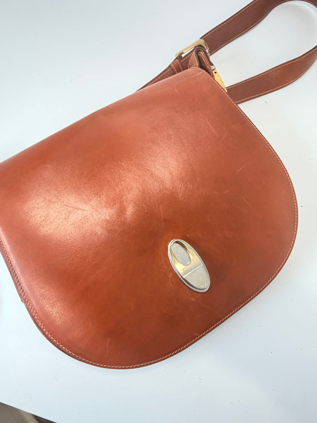 Vintage Paolo Gucci Leather Saddle Bag – Cognac Brown