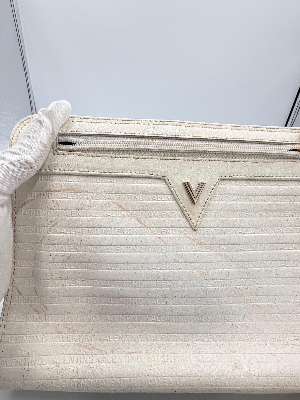 Valentino White Logo Clutch
