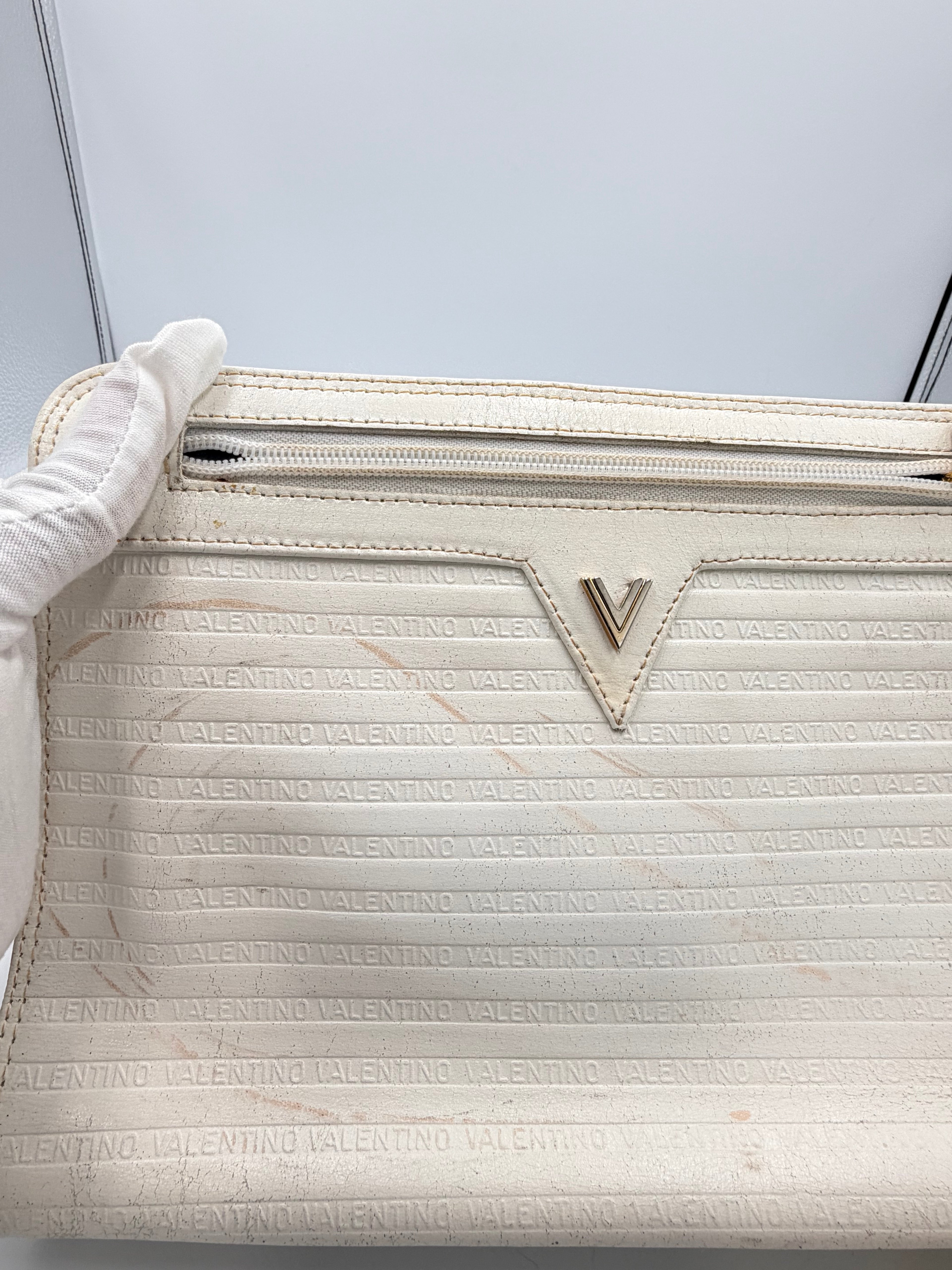 Valentino White Logo Clutch