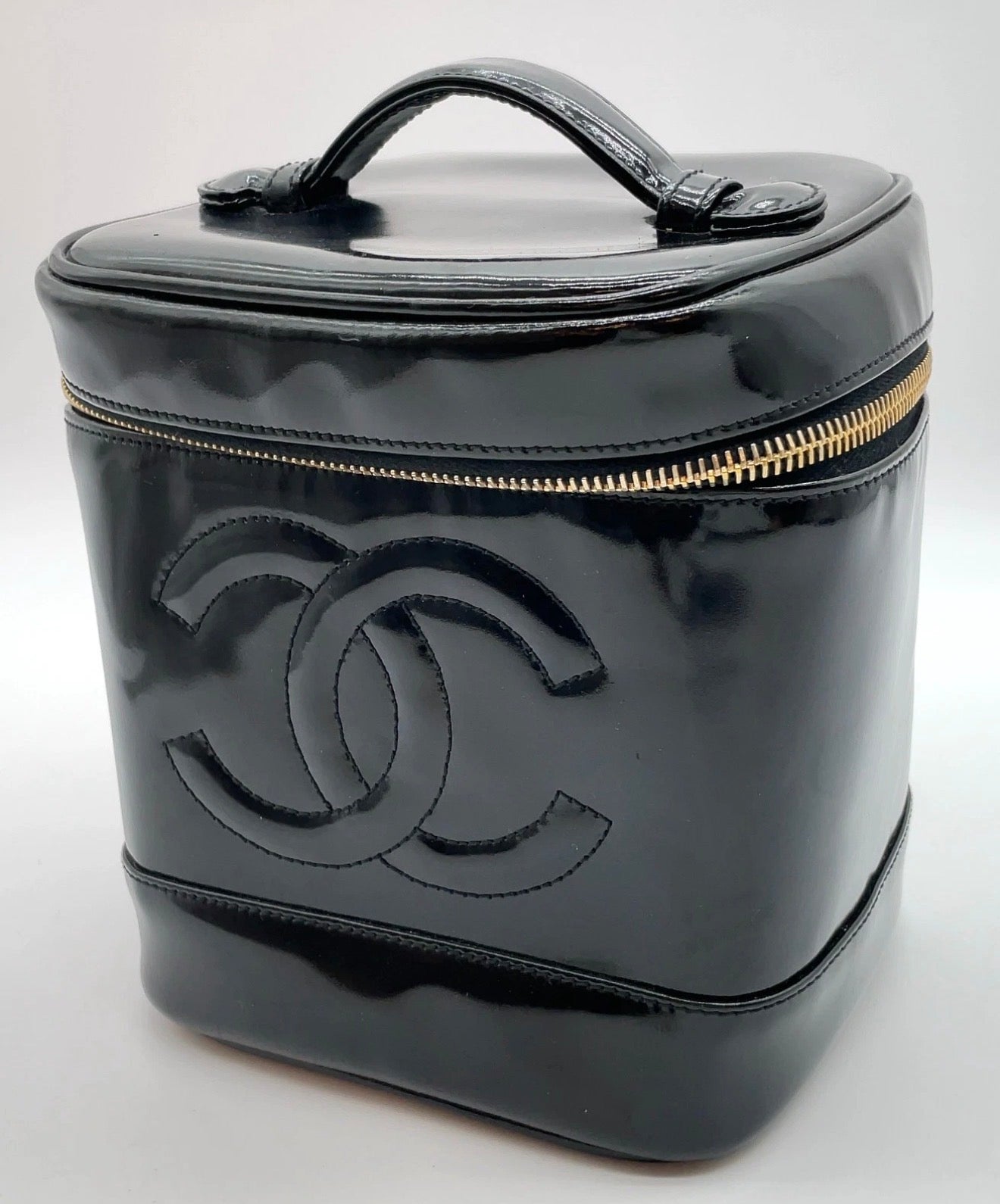Chanel Black Patent Leather XL CC Vanity Case