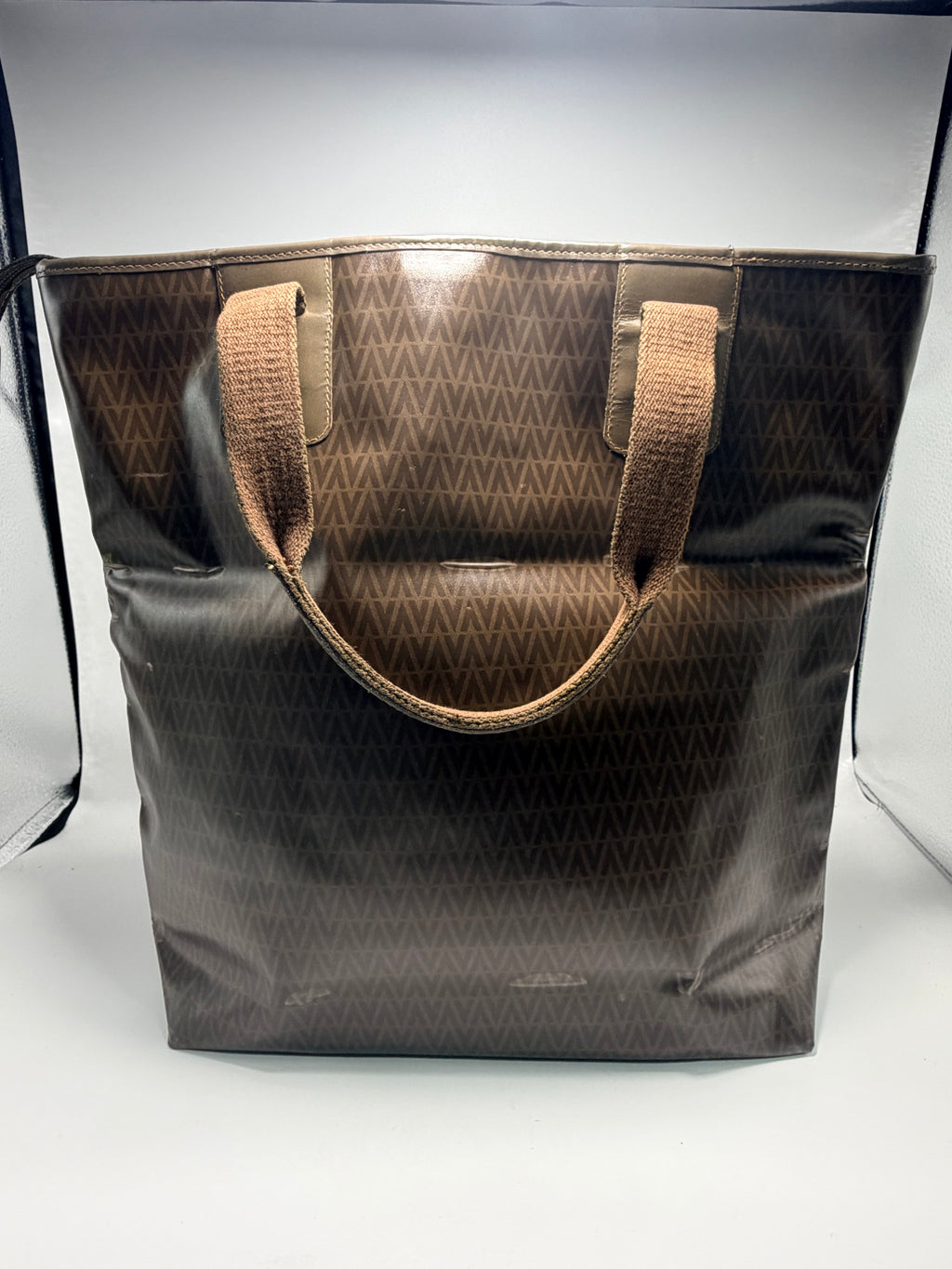 VALENTINO GARAVANI Monogram Coated Canvas Tote – Brown