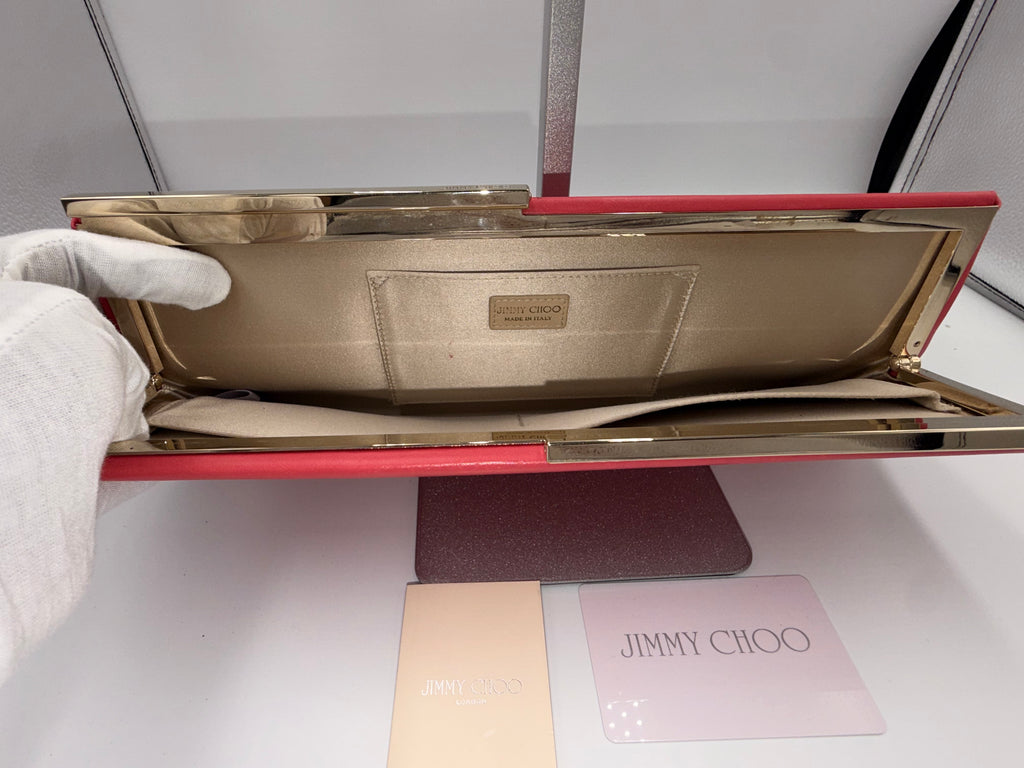 Jimmy Choo Pink Leather Frame Clutch
