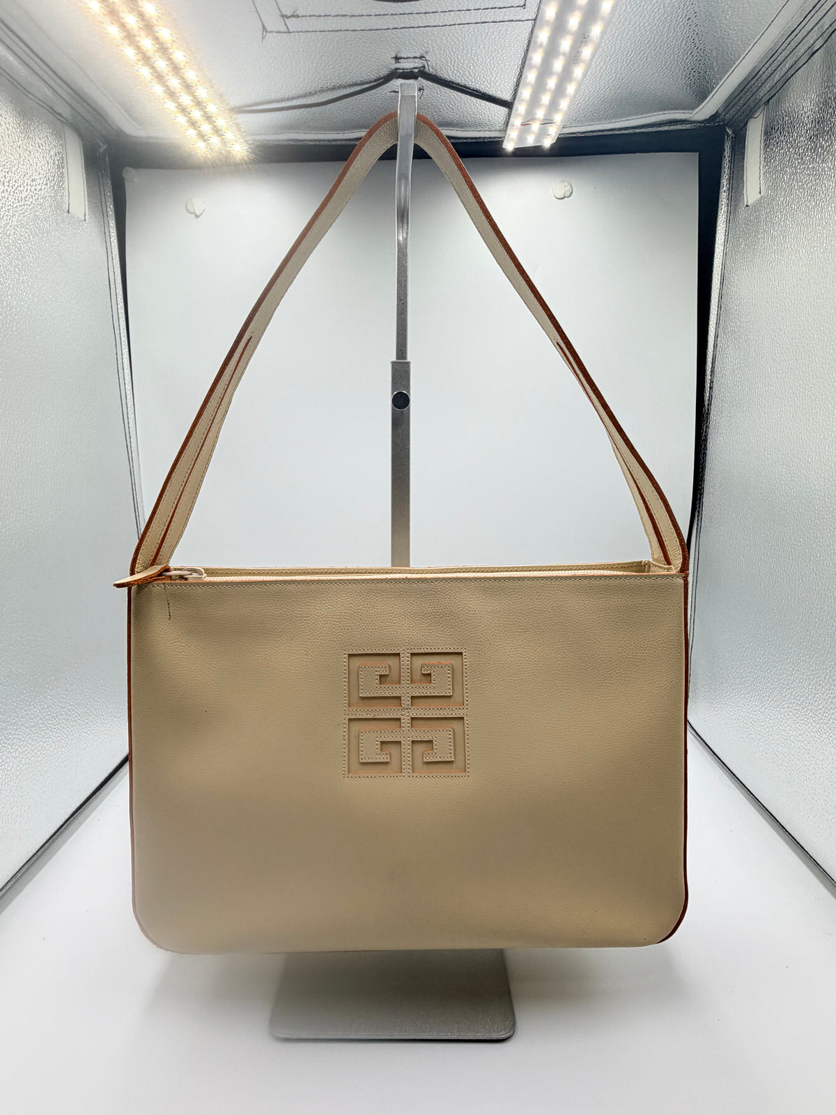 Givenchy Maroquinerie Beige Leather 4G Logo Shoulder Bag