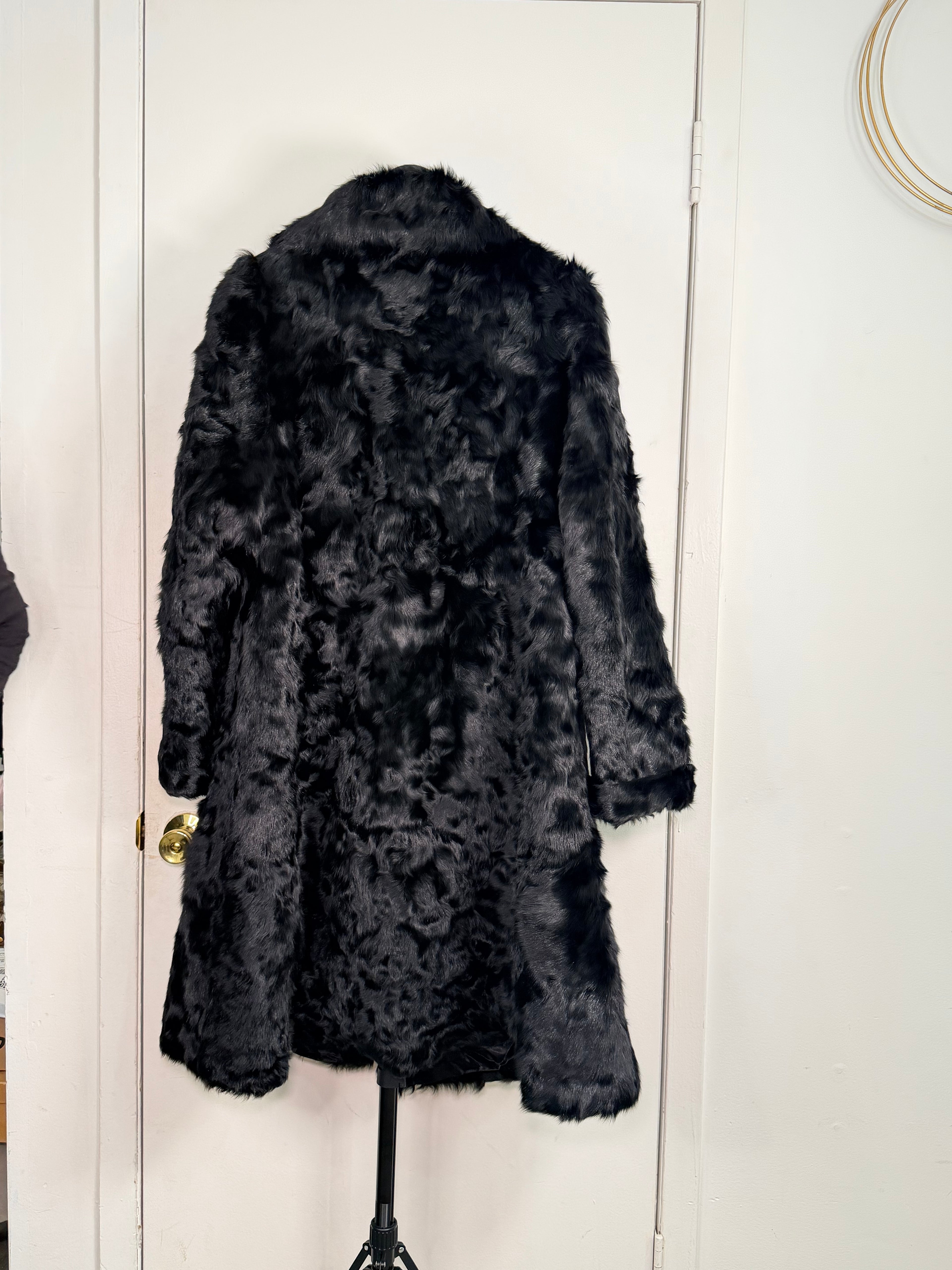 Vintage Rabbit Fur Coat – Jet Black (XL)