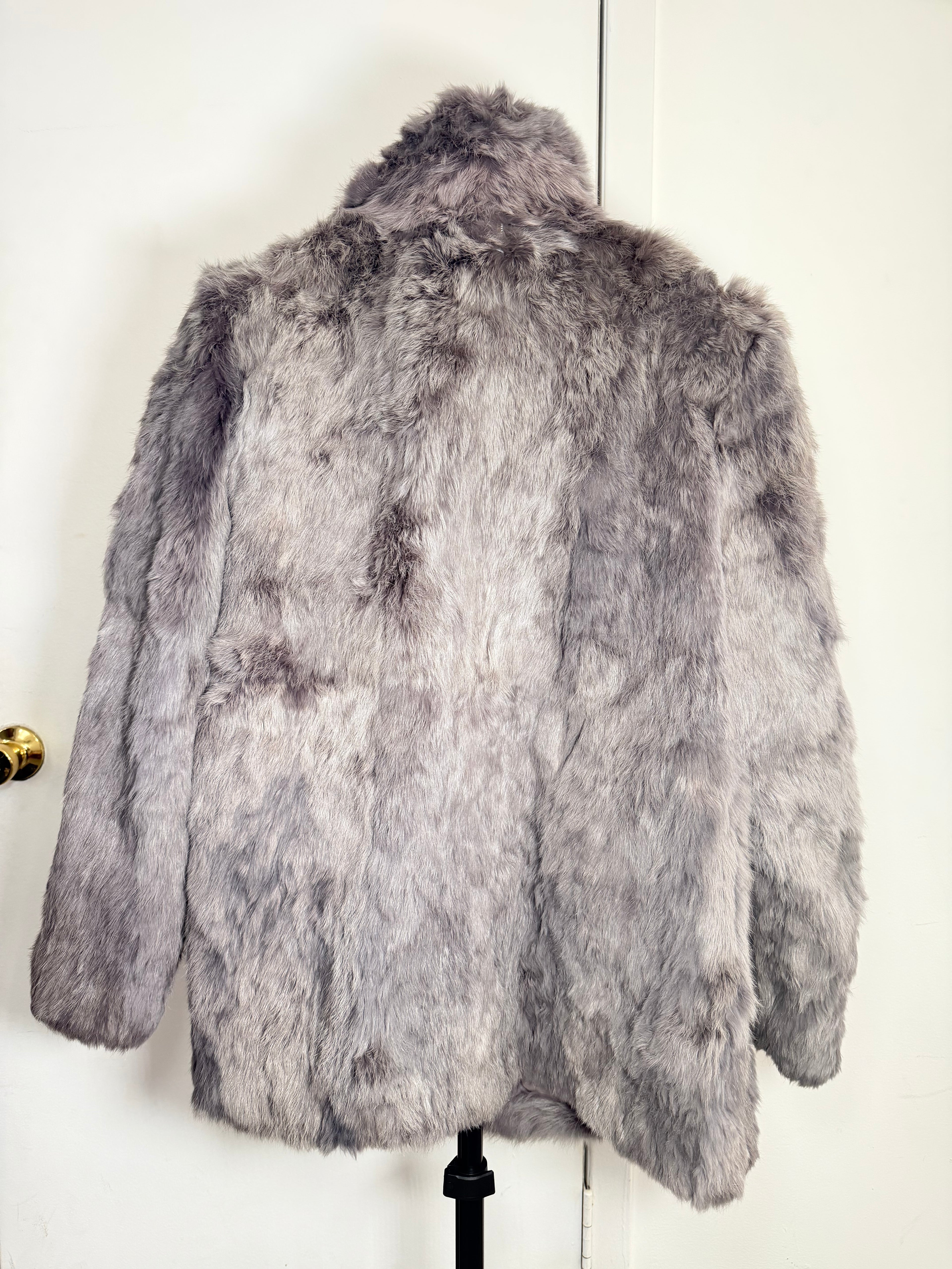 Vintage Silver Gray Rabbit Fur Coat – Medium 032