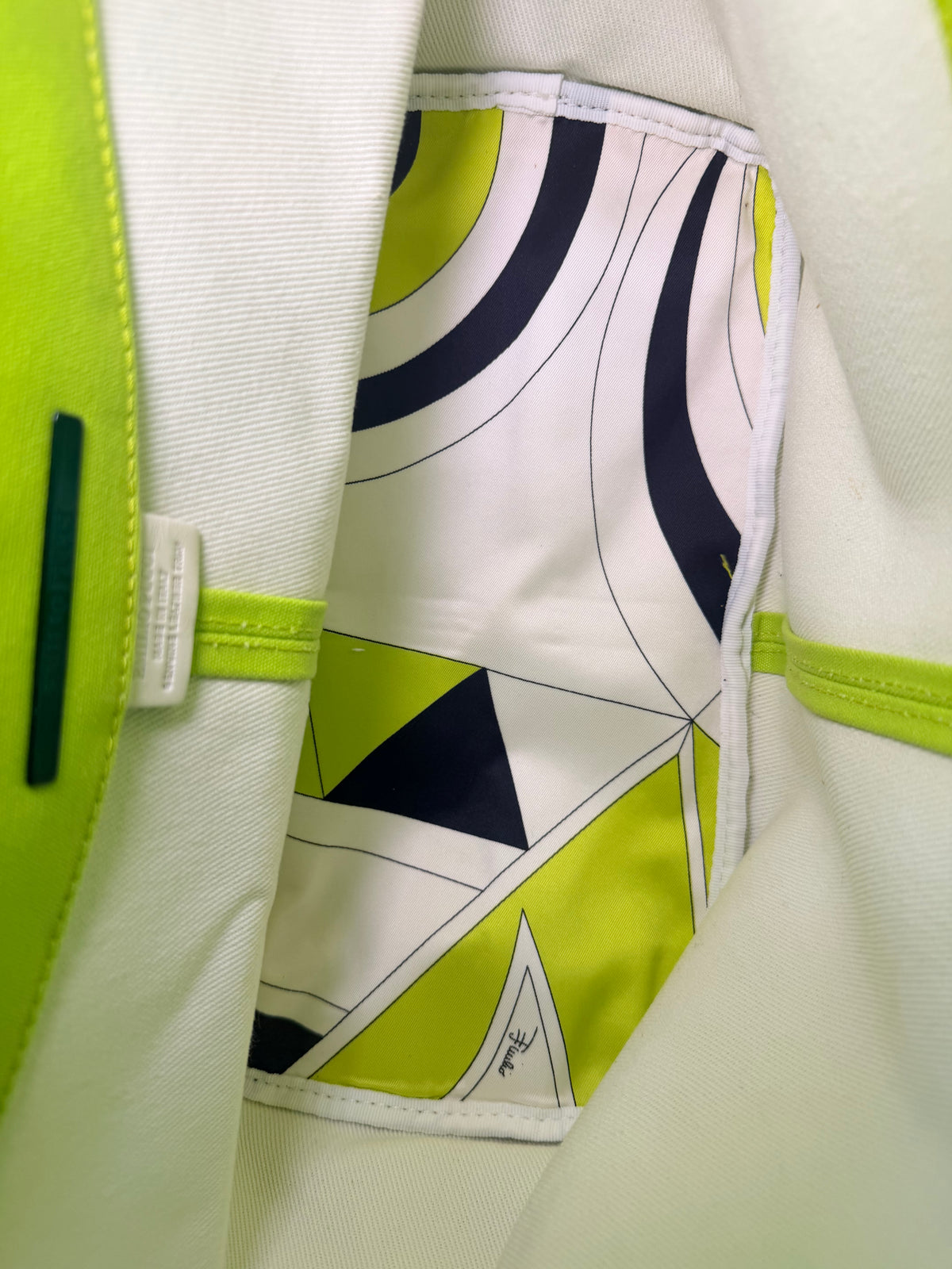 Emilio Pucci Lime Green Canvas Tote Bag
