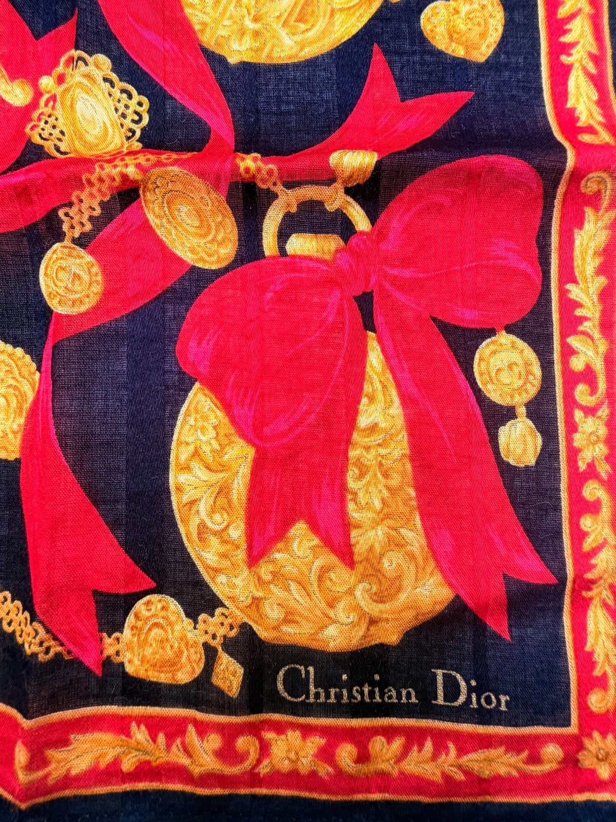 Christian Dior Vintage Medallion & Bow Scarf