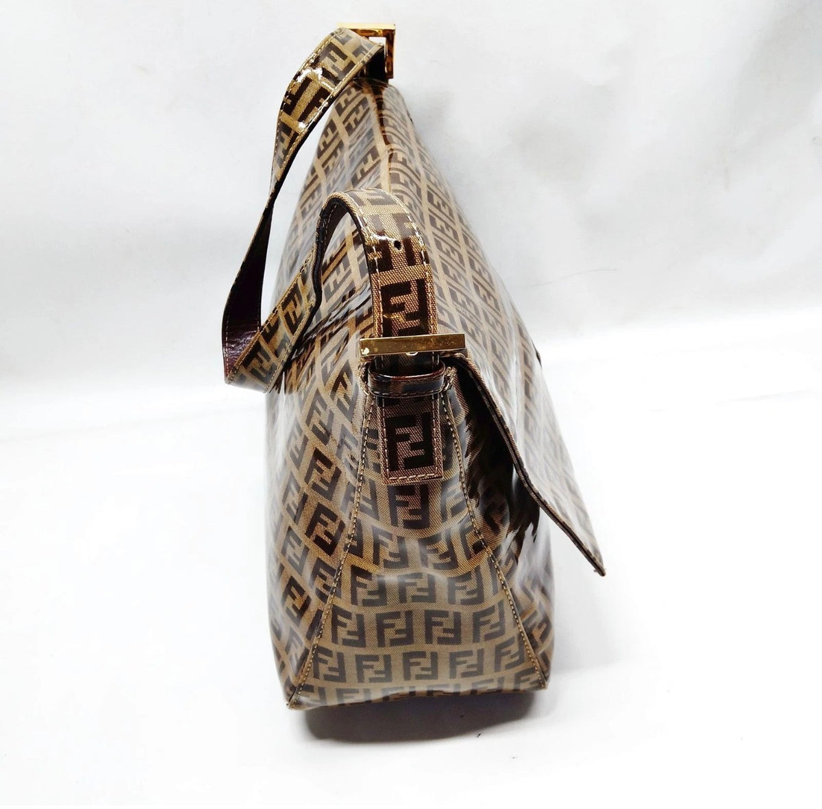 Fendi Zucca FF Patent MaMa Baguette – Brown