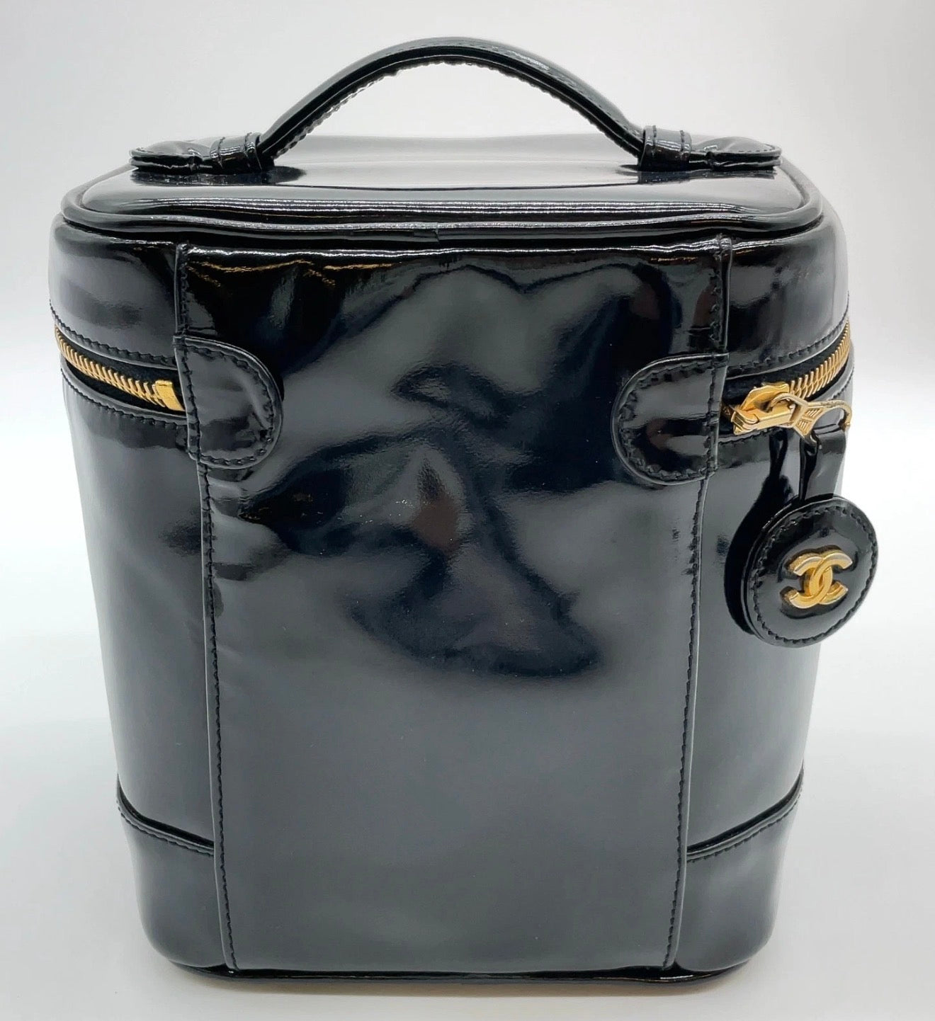 Chanel Black Patent Leather XL CC Vanity Case