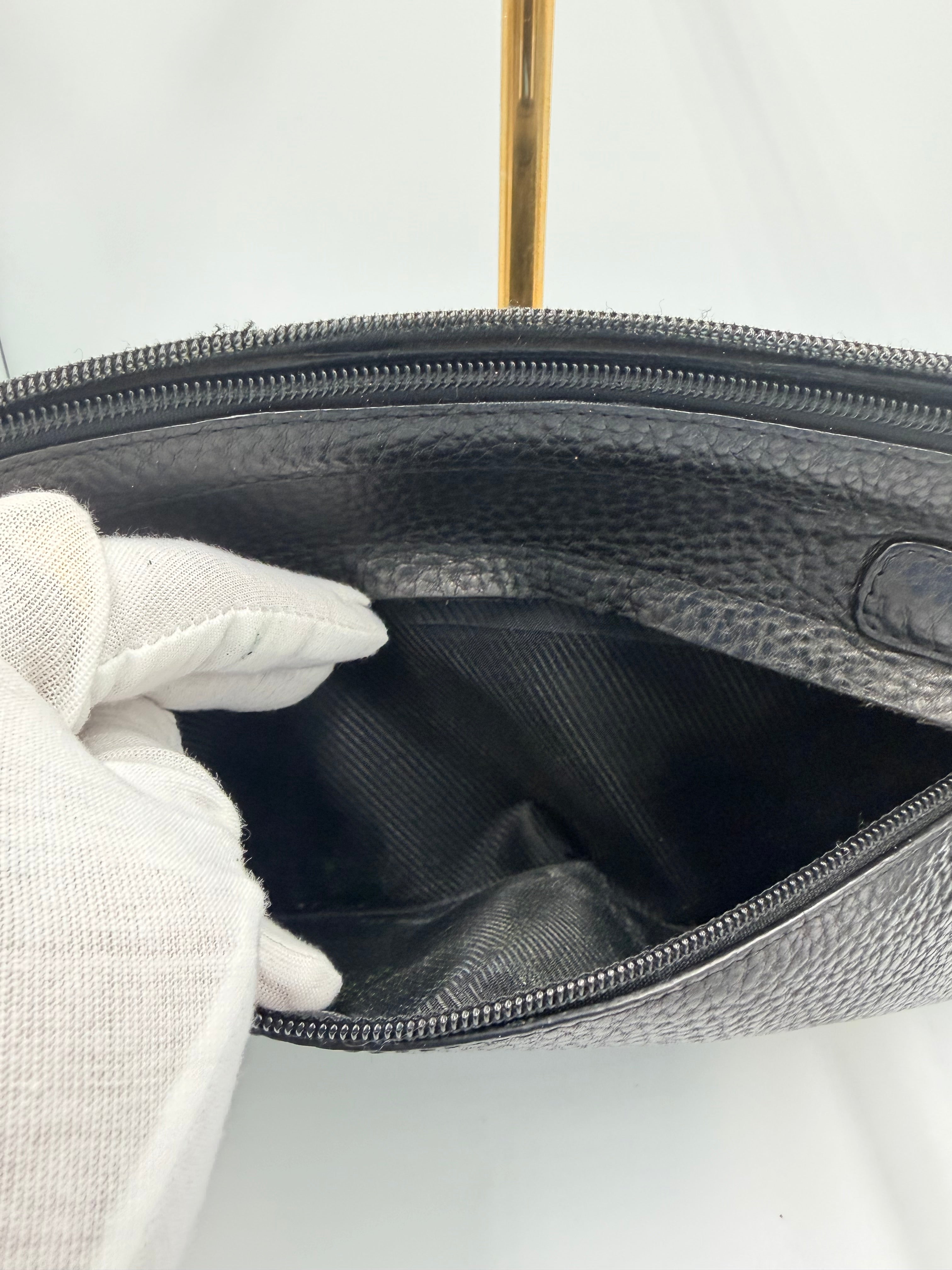 Salvatore Ferragamo Black Pebbled Leather Organizer Clutch