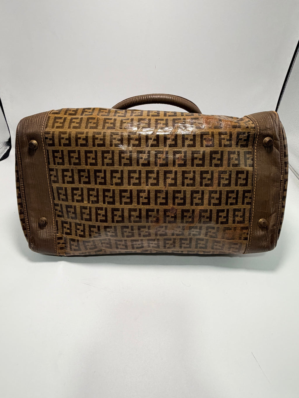 Fendi Vintage Zucca Coated Canvas Boston Bag (Small)