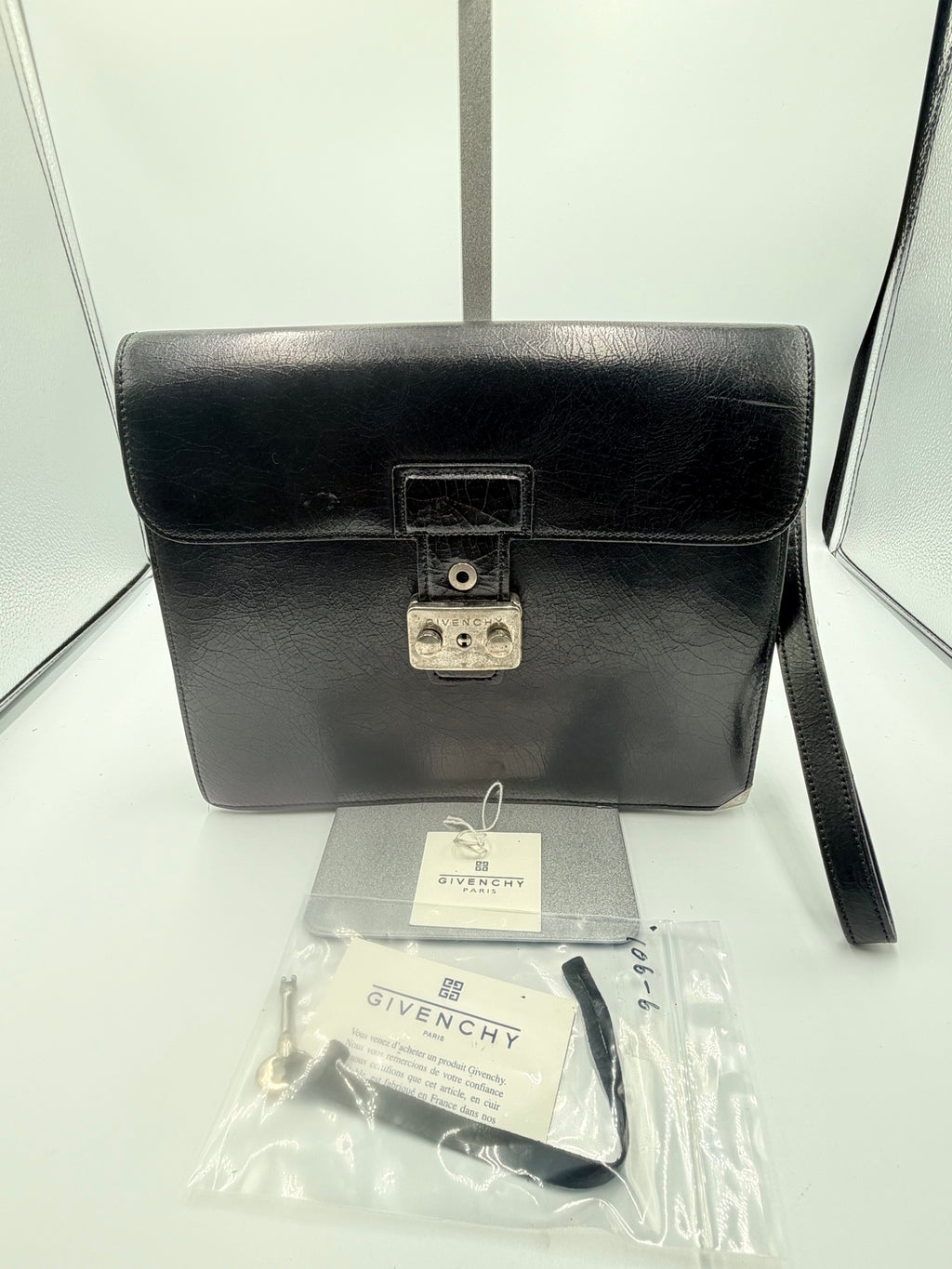 Givenchy Black Leather Wristlet Clutch